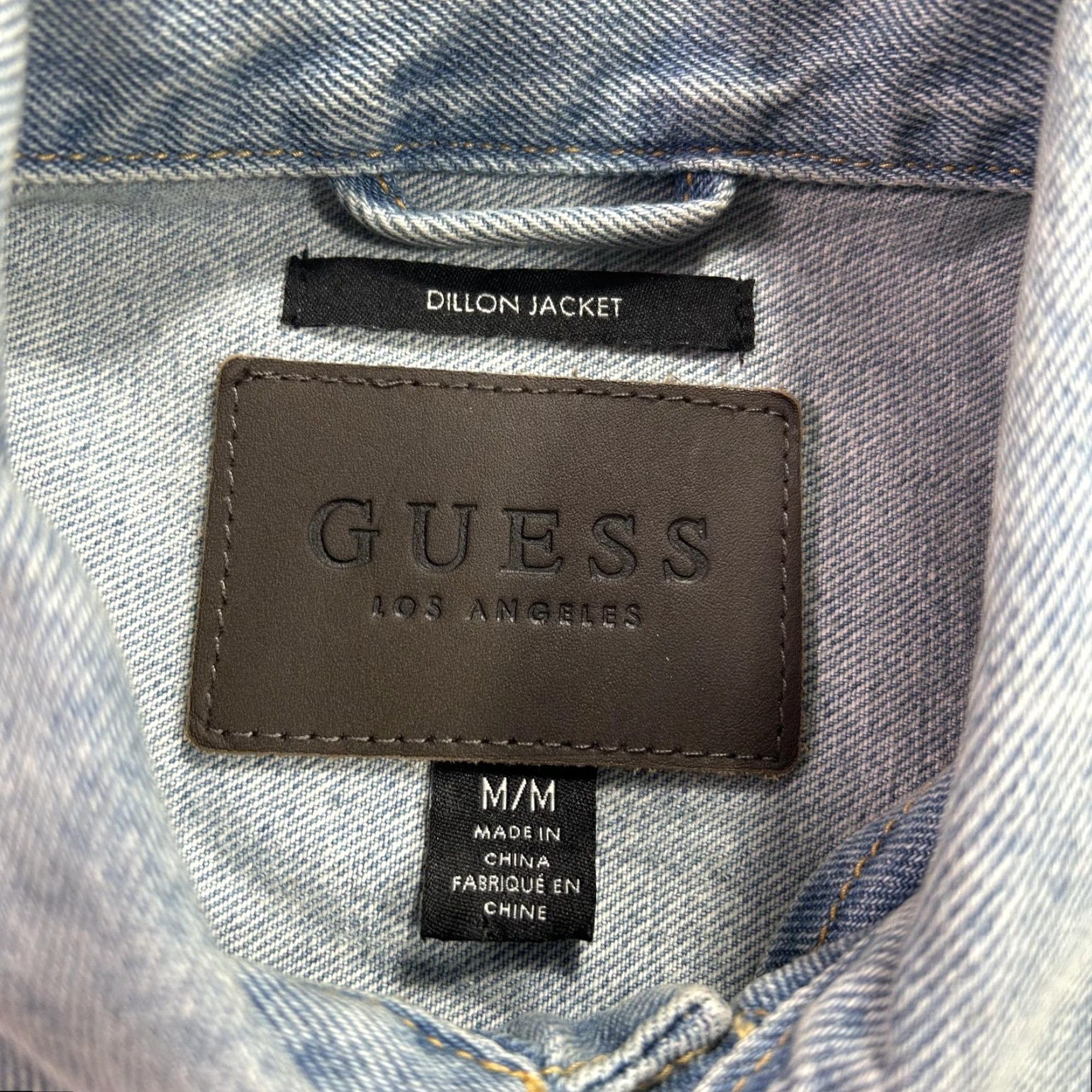 Guess Guess Dillon Denim Jacket Mens Medium Blue Distressed Button Logo Jean Size US 31 - 3 Thumbnail