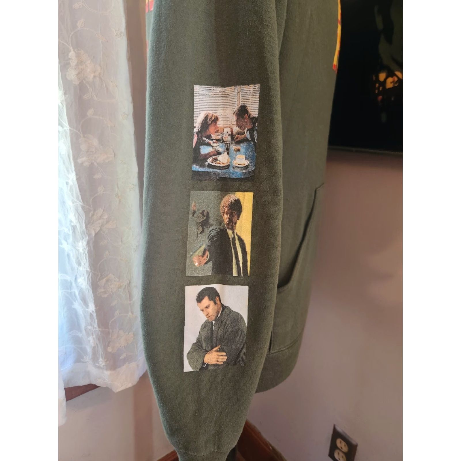 Vintage Pulp Fiction Hoodie Adult S Army Green Logo Accents Pullover Graphic Print Men Regular Sweatshirt Size US S / EU 44-46 / 1 - 6 Thumbnail