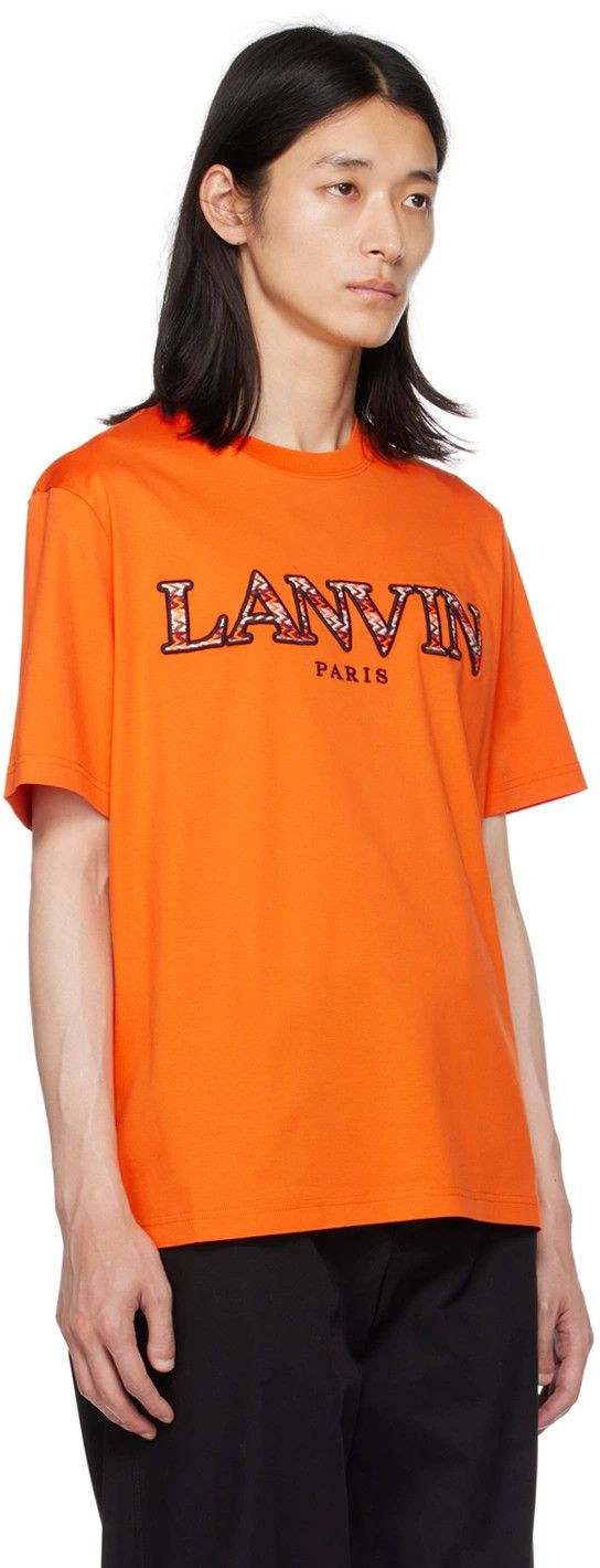 Lanvin o1y0225 Logo Crewneck T-Shirt in Orange Size US XXS / EU 40 - 2 Thumbnail