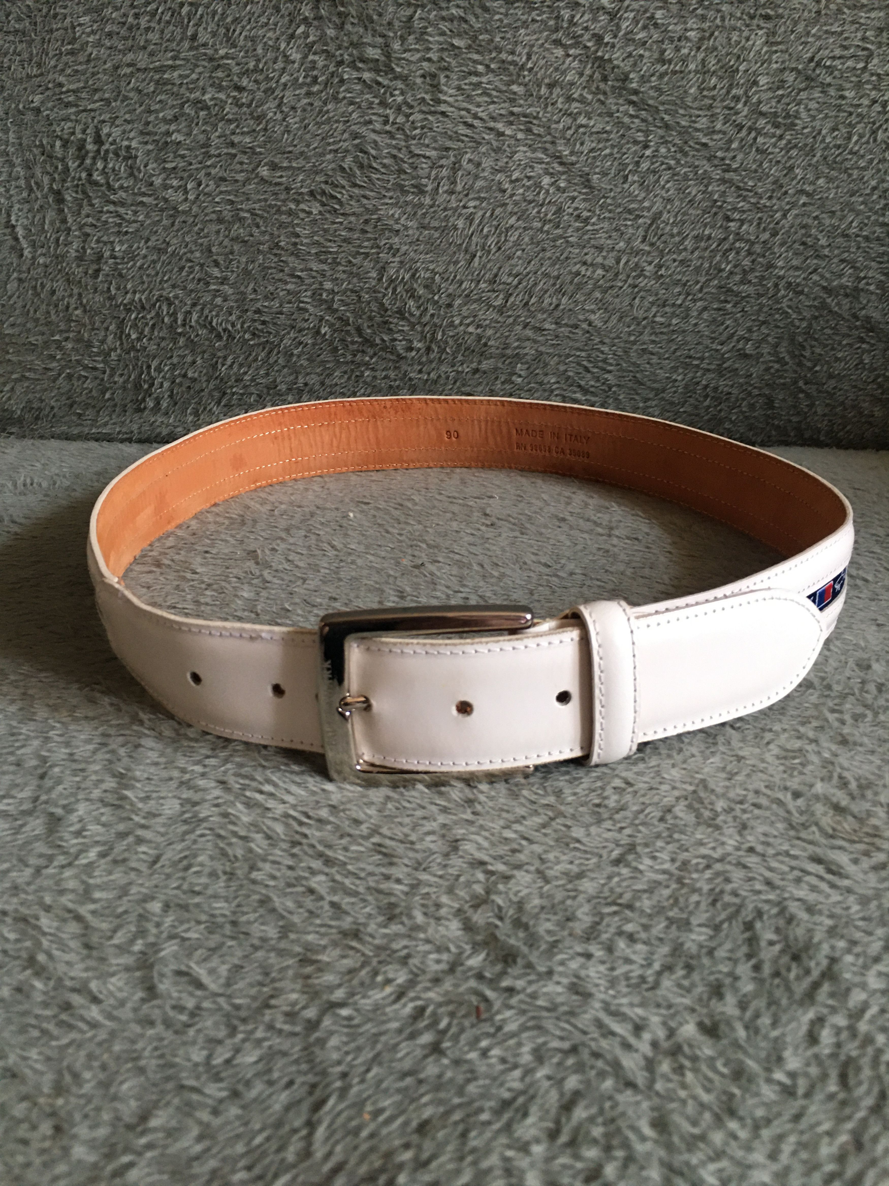 Paul & Shark Paul & Shark 90 Men's Leather & Fabric Belt Flags & Sharks Size 36 - 6 Thumbnail