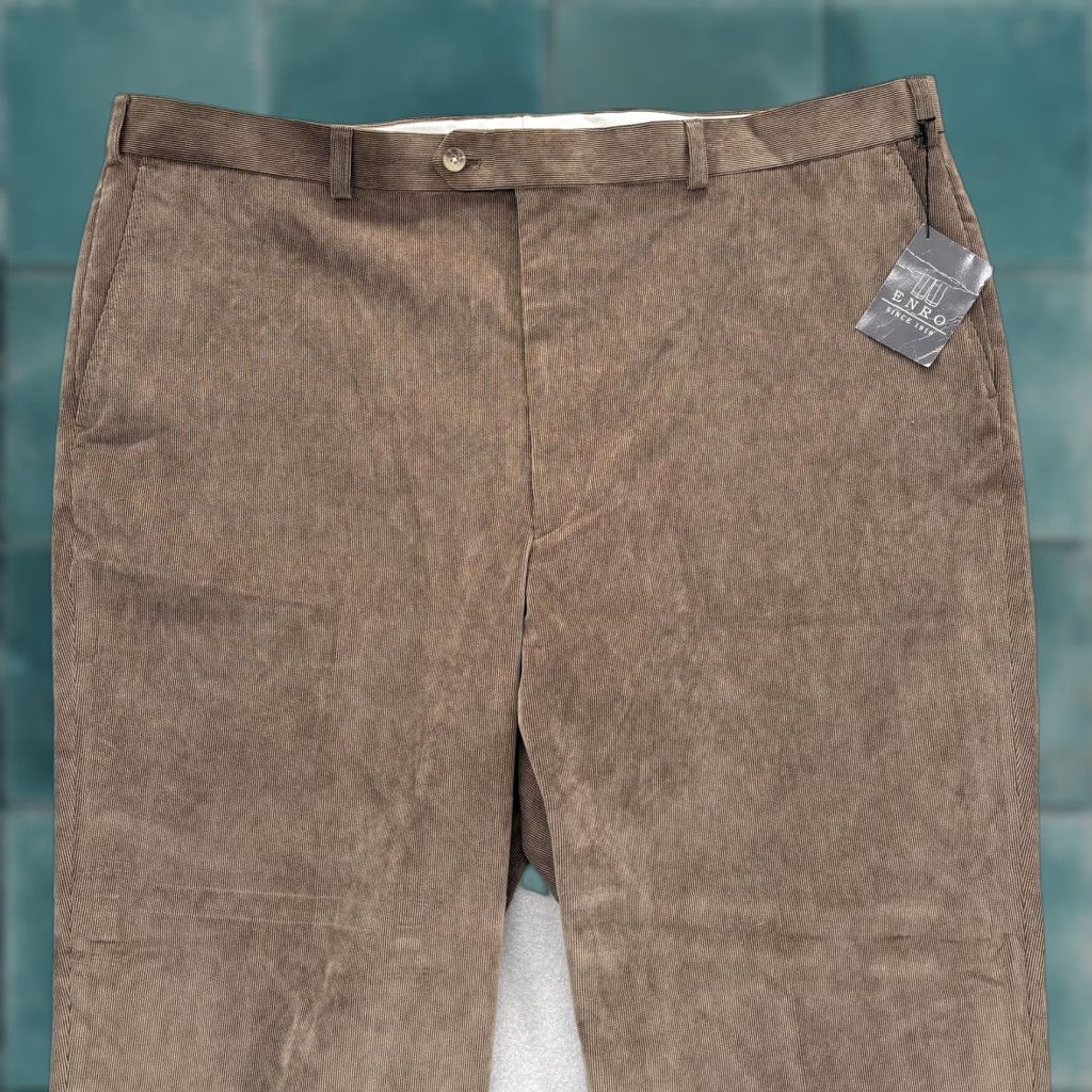 Enro Enro Mens Pants 44x30 Brown Corduroy Stretch Dress Casual Trousers Comfort NWT Size US 44 / EU 60 - 1 Thumbnail