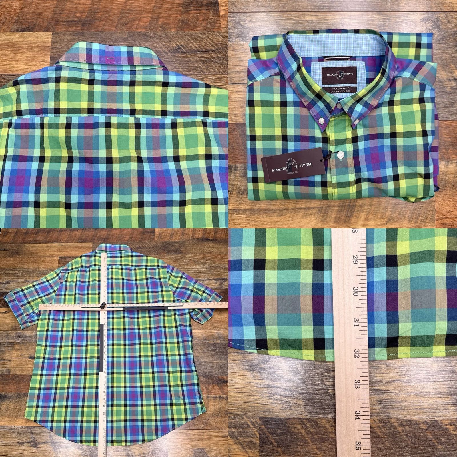 Joe Browns Browns Shirt Button-Up Check Green Green/Blue 2XL Short Sleeve Casual Mens Vintage? Size US XXL / EU 58 / 5 - 8 Thumbnail