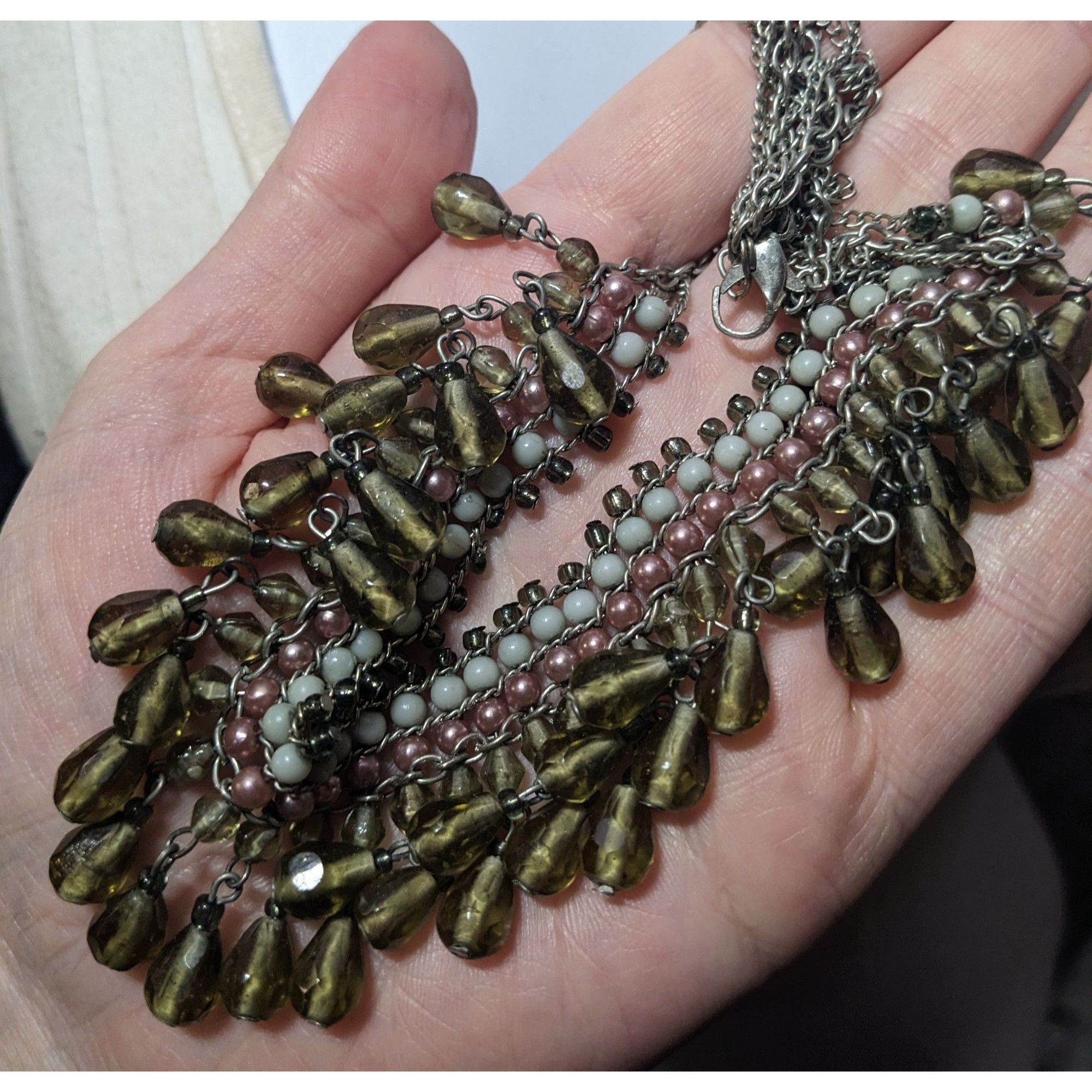 Other Handmade Vintage Bohemian Glass And Pearl Beaded Fringe Neck Size ONE SIZE - 9 Thumbnail