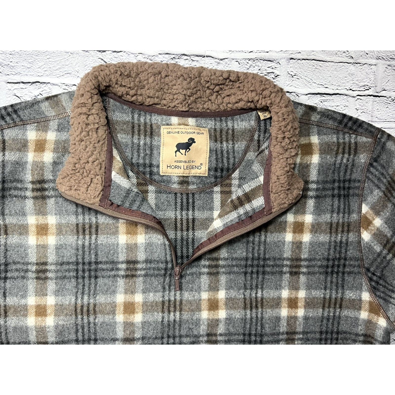 Vintage Horn Legend Jacket Mens Wool Plaid Pullover Shirt Jacket Fleece Collar XL Size US XL / EU 56 / 4 - 2 Thumbnail