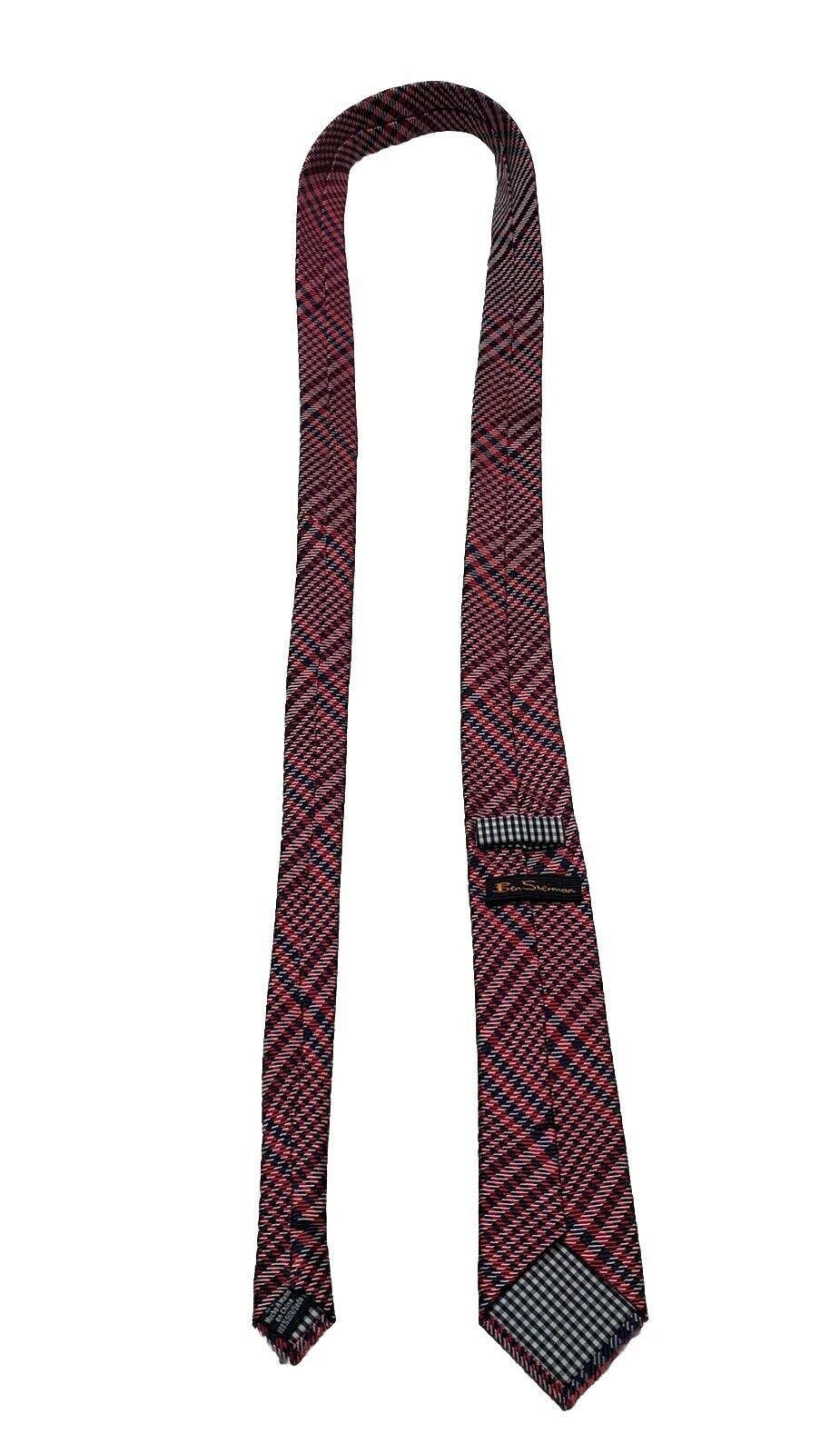 Ben Sherman Ben Sherman Men’s Red Blue Plaid Print Silk Neck Tie Size ONE SIZE - 6 Thumbnail