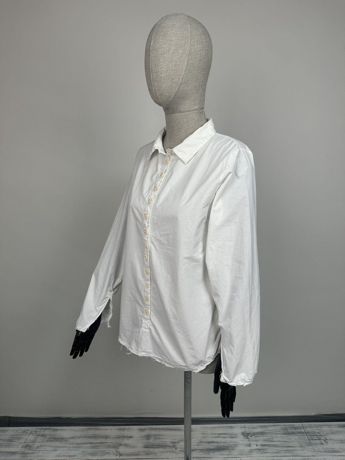 Other Ewa i Walla Avant Garde Raw Hem White Cotton Shirt Blouse Size S / US 4 / IT 40 - 3 Thumbnail