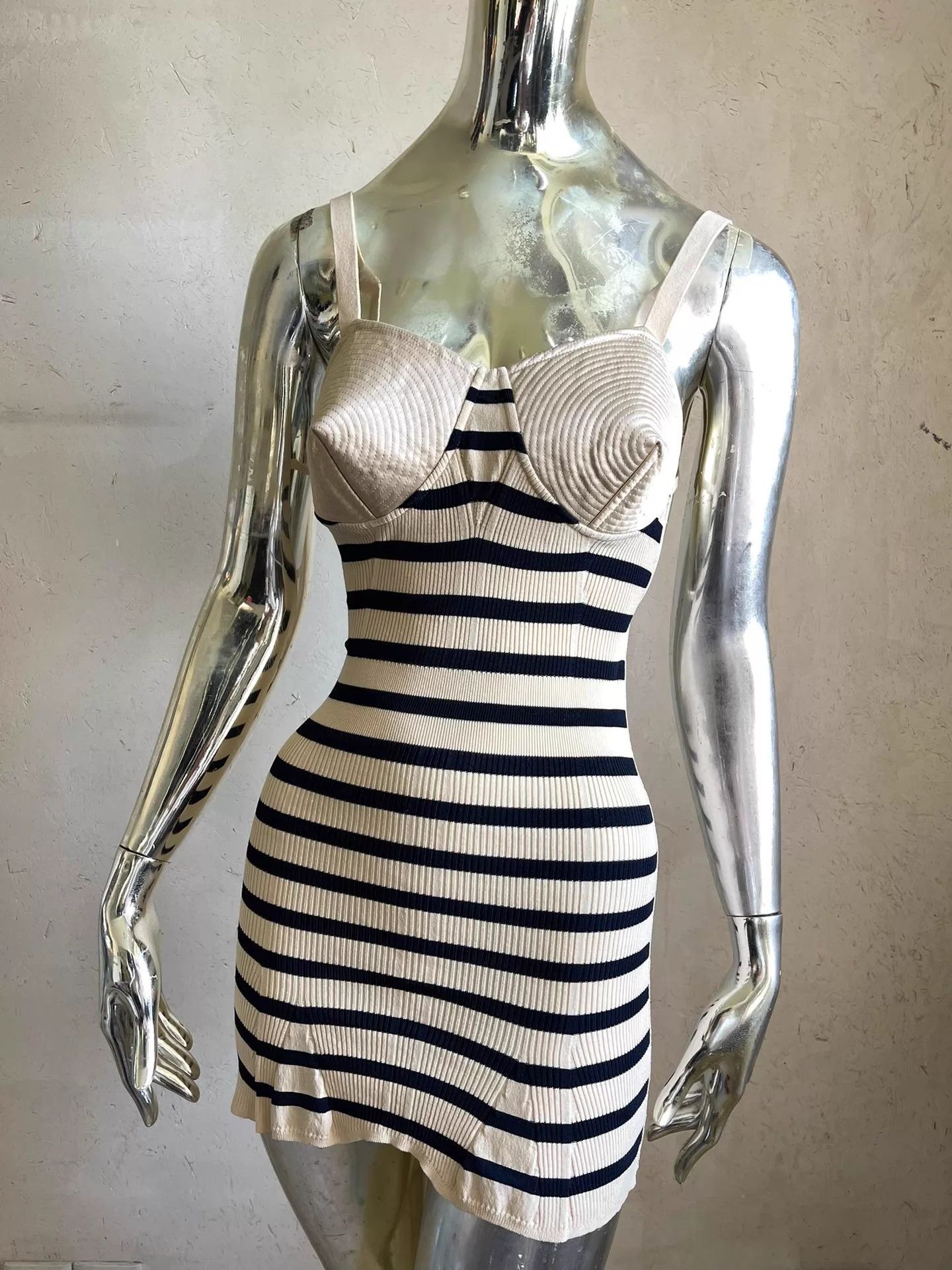 Jean Paul Gaultier JPG Vintage Madonna Runway Cone Bra Striped Open Back Cami Size M / US 6-8 / IT 42-44 - 2 Thumbnail