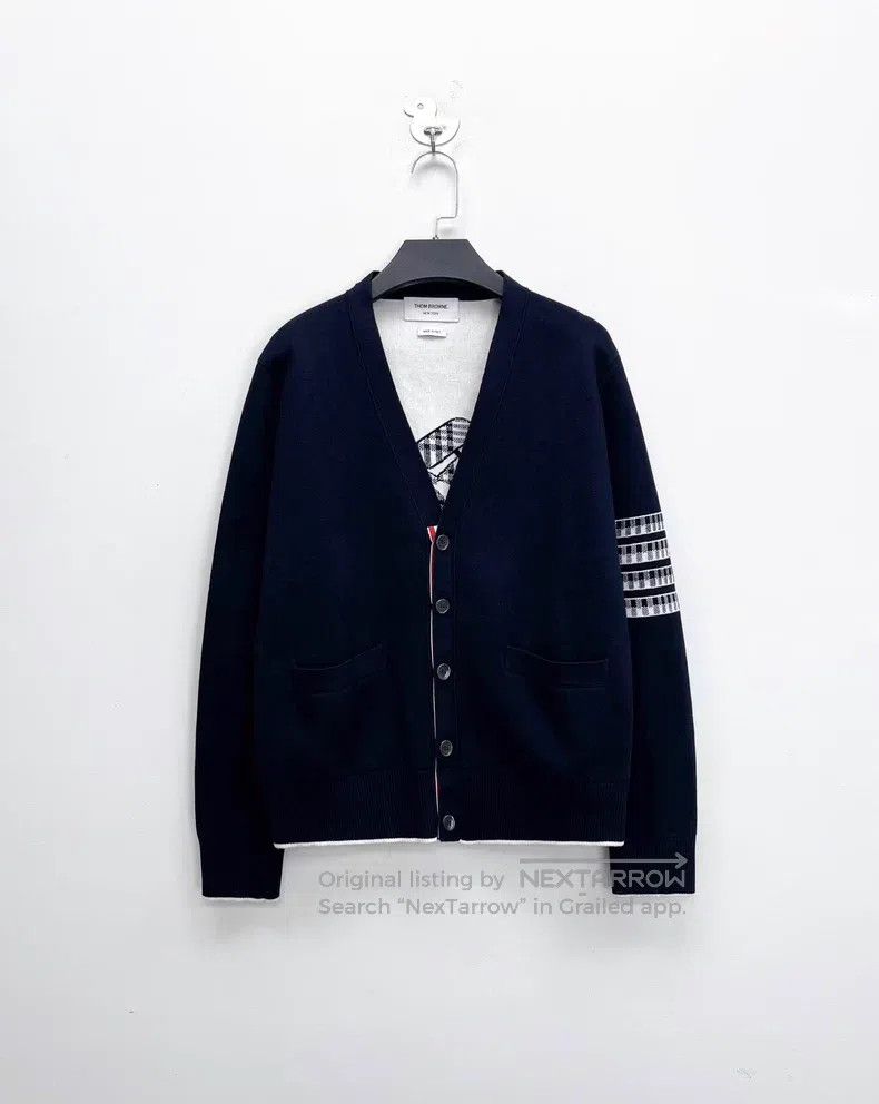 Thom Browne Navy Blue Knit Cardigan Jacket