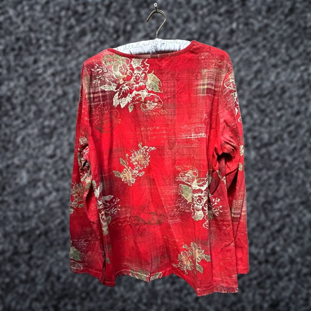 Vintage I. B. Diffusion Womens XL T-Shirt Birds Birdhouse Embellished Red/Gold Size XL / US 12-14 / IT 48-50 - 1 Thumbnail