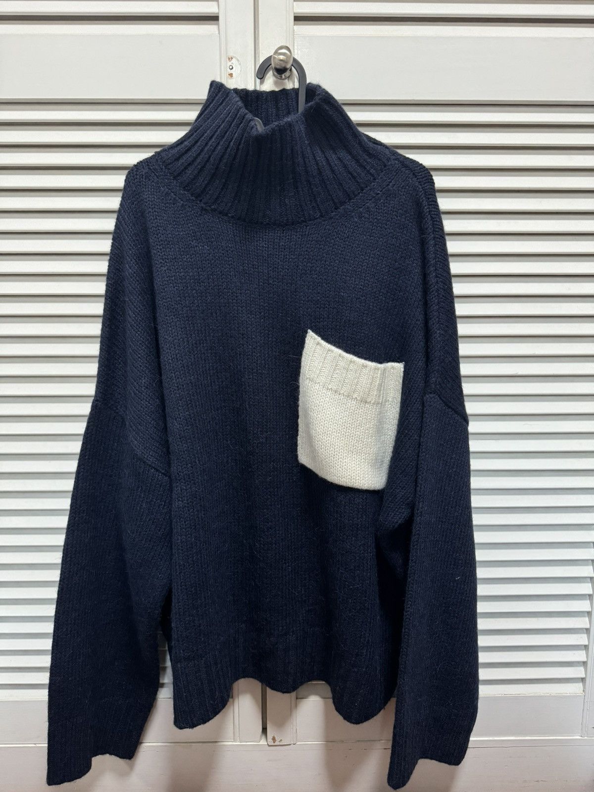 JW Anderson Navy Wool Turtleneck Knitted Sweater Size US XL / EU 56 / 4 - 1 Thumbnail