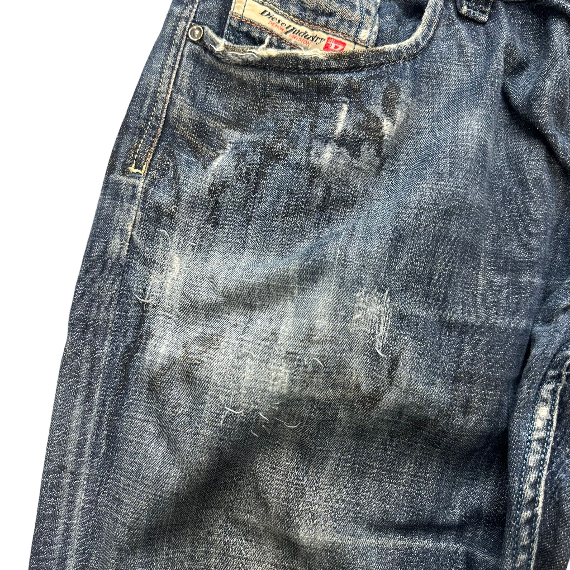 Diesel TRASHED🔥 DIESEL LARKEE FLY BUTTON DENIM PANTS #7618-158 Size US 35 - 4 Thumbnail