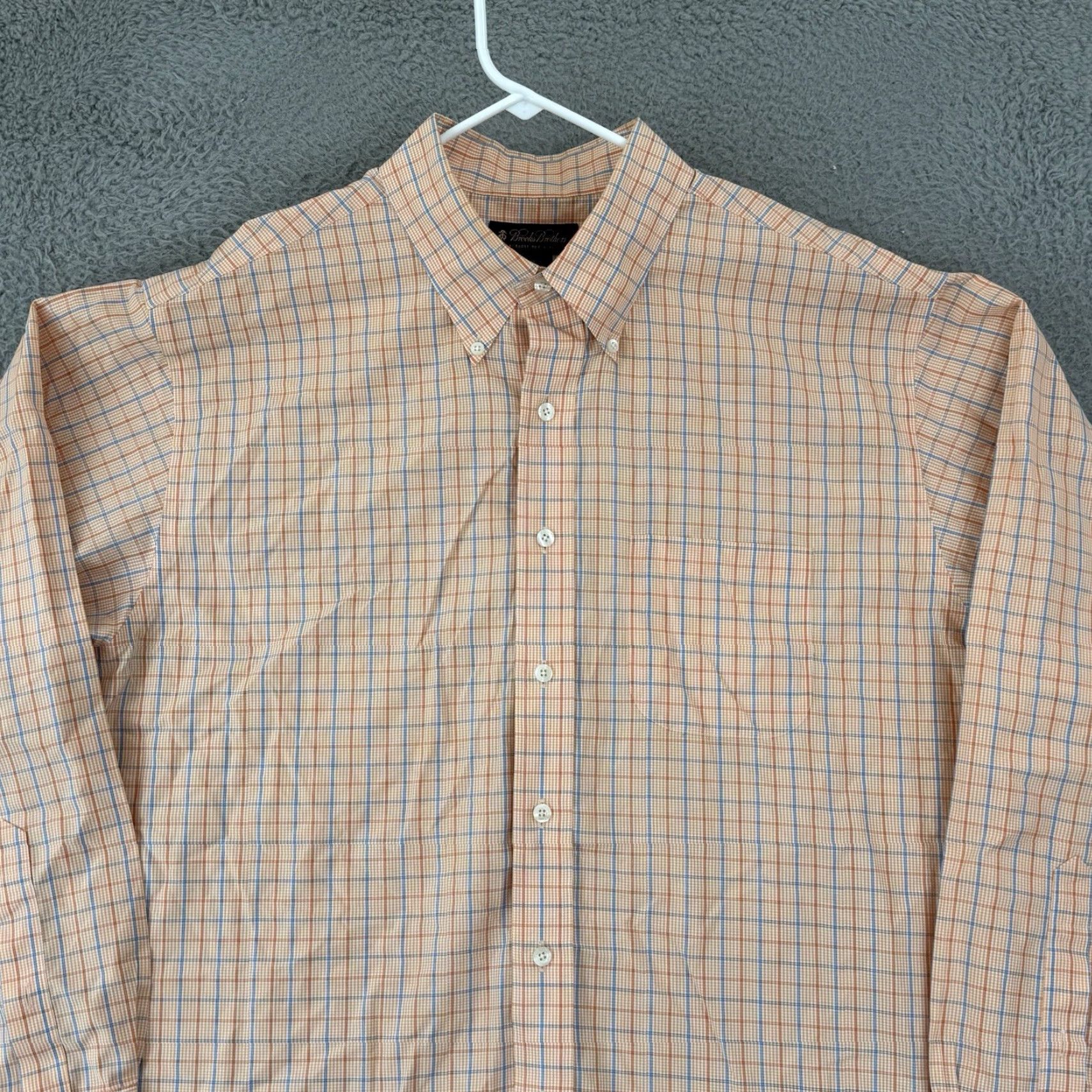 Brooks Brothers Brooks Brothers Shirt Mens 2XL Orange Check Long Sleeve Dress Shirt Size US XXL / EU 58 / 5 - 3 Thumbnail