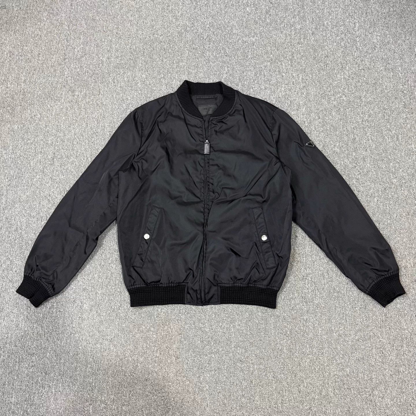 Prada Prada Black Triangle Logo Bomber Jacket IT50 Size US M / EU 48-50 / 2 - 1 Thumbnail