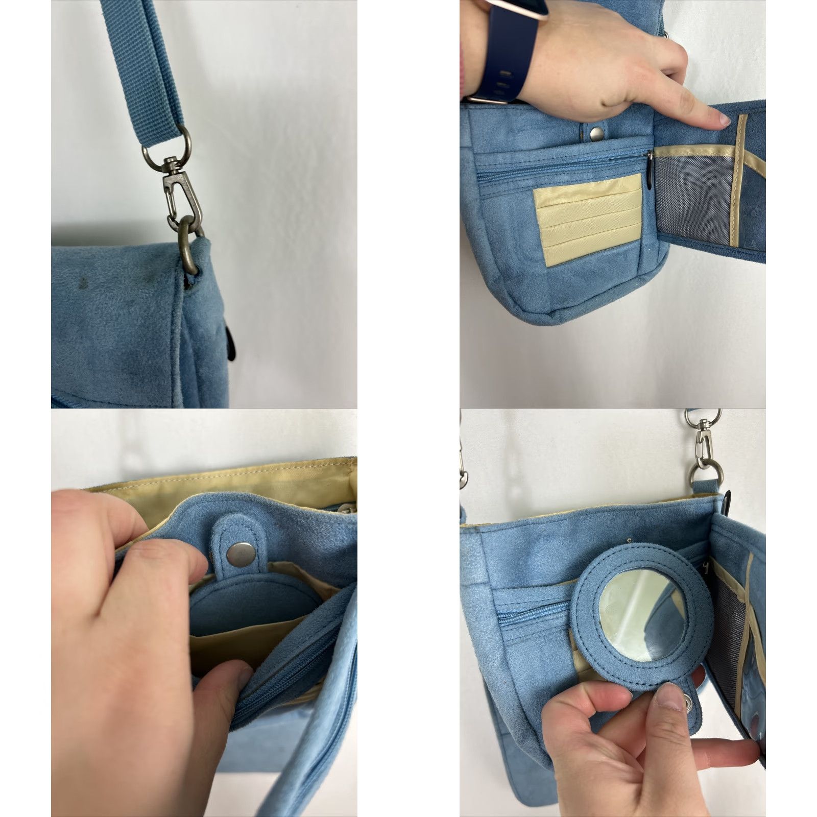 Vintage Travelon Blue Microfiber Suede Feel Organizer Shoulder Bag Travel Crossbody Size ONE SIZE - 8 Thumbnail