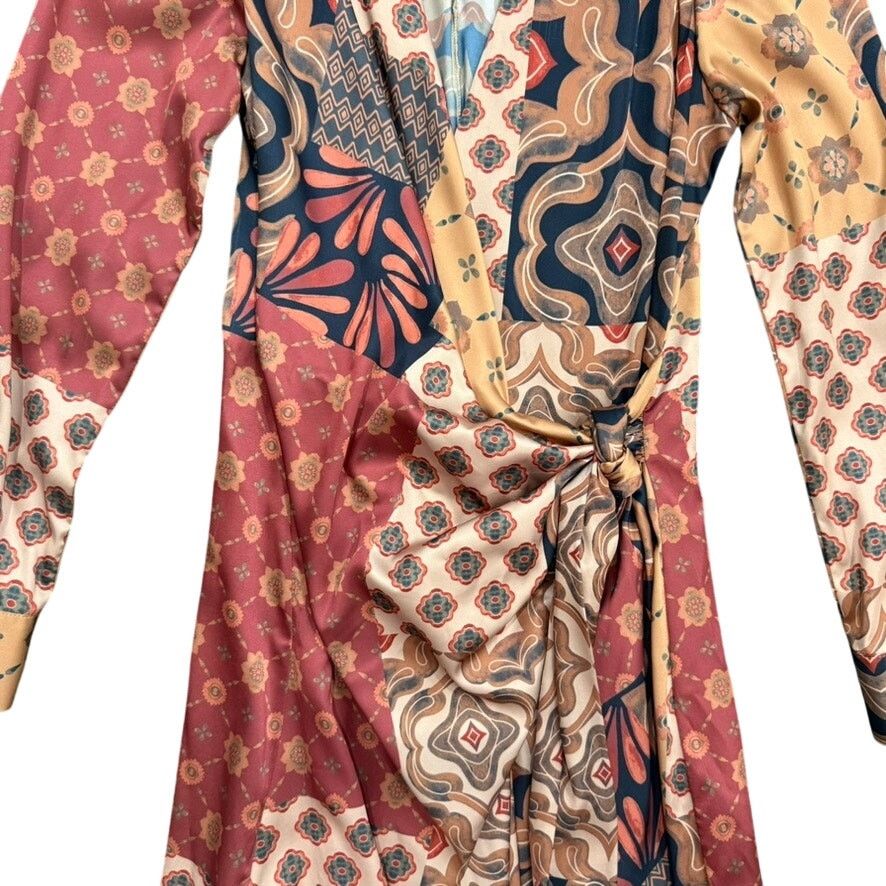 MISA Los Angeles MISA Los Angeles Eliza Patchwork Wrap Dress, Size M Size M / US 6-8 / IT 42-44 - 5 Thumbnail