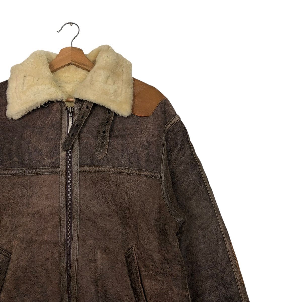 Japanese Brand 🔥VINTAGE LEATHER JACKET B 3 SHEARLING BASE AMERICAN BIKER Size US S / EU 44-46 / 1 - 8 Thumbnail
