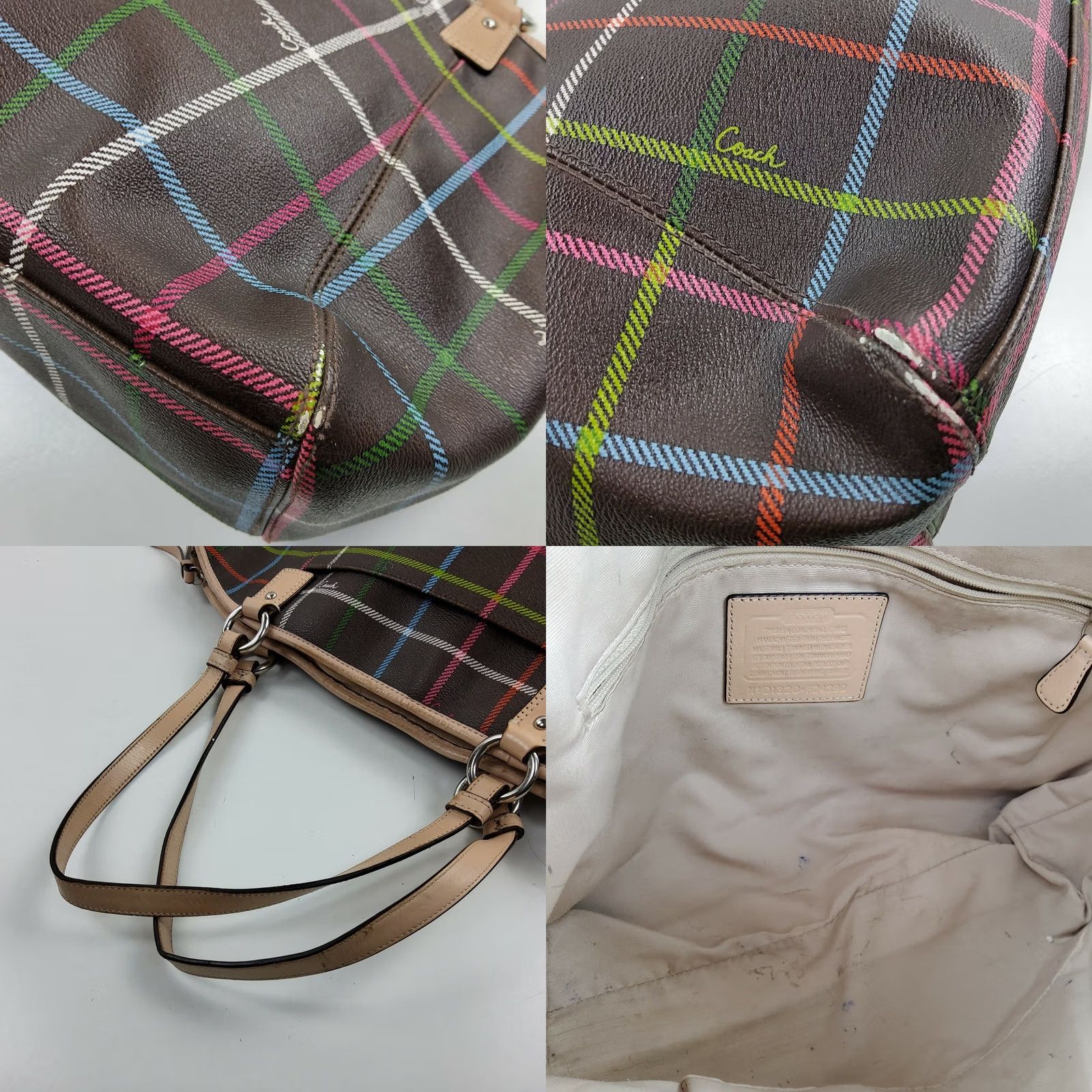 Coach Coach Peyton Tattersall Shoulder Handbag Tote Purse Leather F24390 Size ONE SIZE - 8 Thumbnail