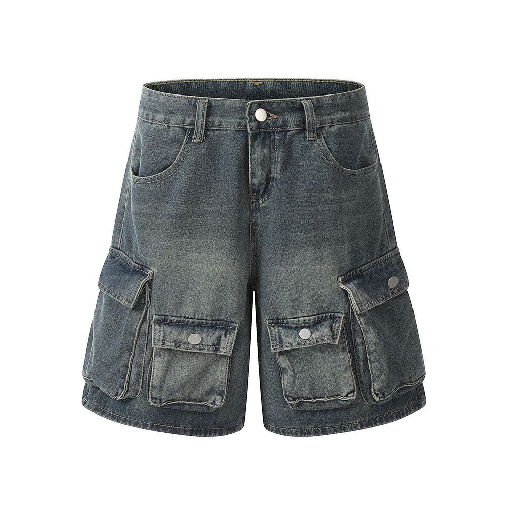 Japanese Brand × Jean Men's punk washed distressed pocket cargo denim shorts y2k Size US 32 / EU 48 - 1 Thumbnail