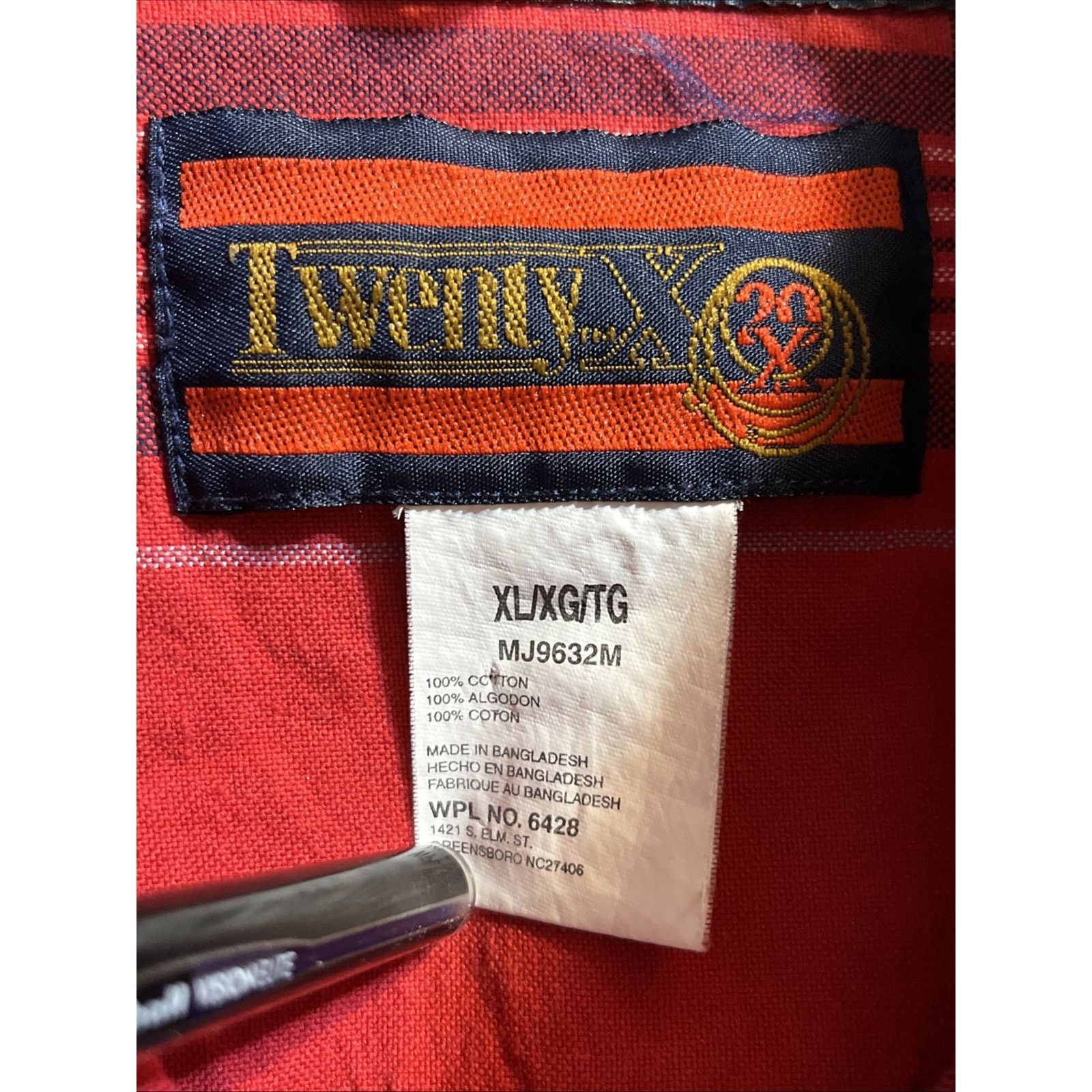 Wrangler Wrangle Vintage Twenty X Men’s XL Shirt Red Plaid LS Button Size US XL / EU 56 / 4 - 3 Thumbnail