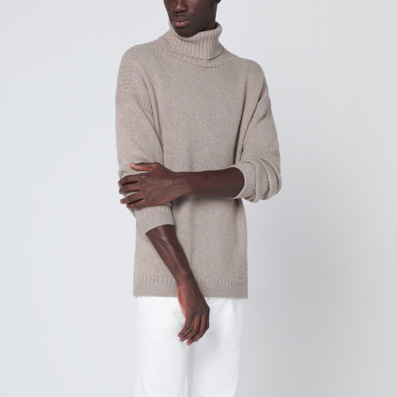 Loro Piana Loro Piana Greige Cashmere Turtleneck Sweater Size US L / EU 52-54 / 3 - 1 Thumbnail