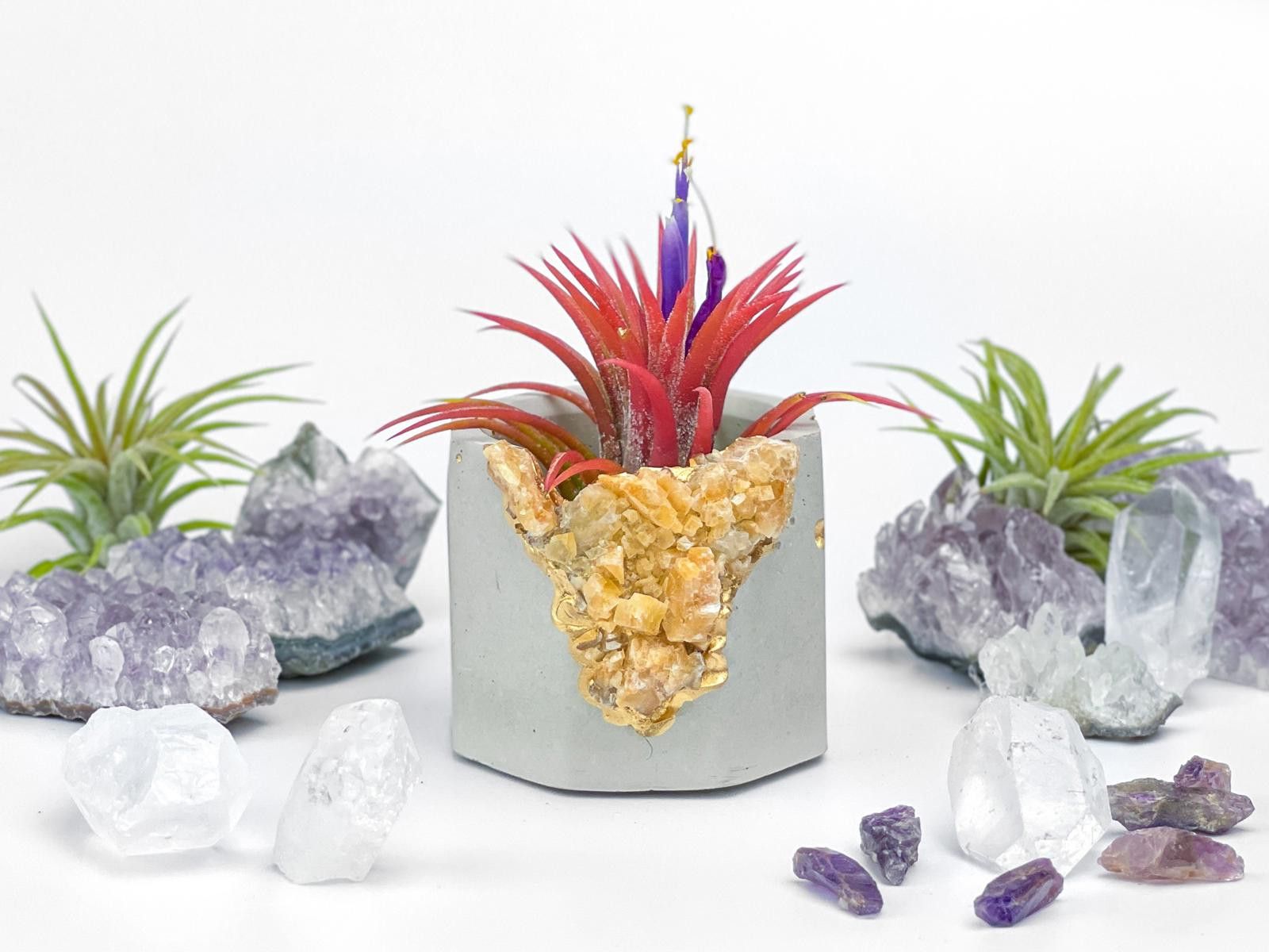 Other Raw Orange Calcite Crystal Planter Geode Planter Mini cute Size ONE SIZE - 7 Thumbnail
