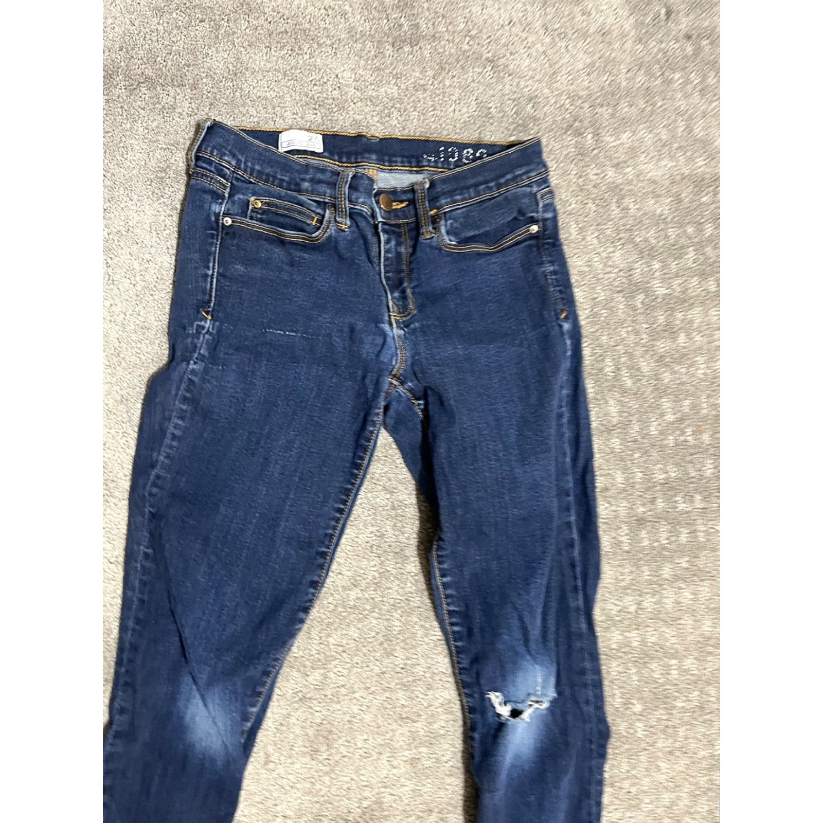 Gap Gap Jeans Womens 27L Dark Blue Solid Jegging Denim Distressed Size 27" / US 4 / IT 40 - 2 Thumbnail