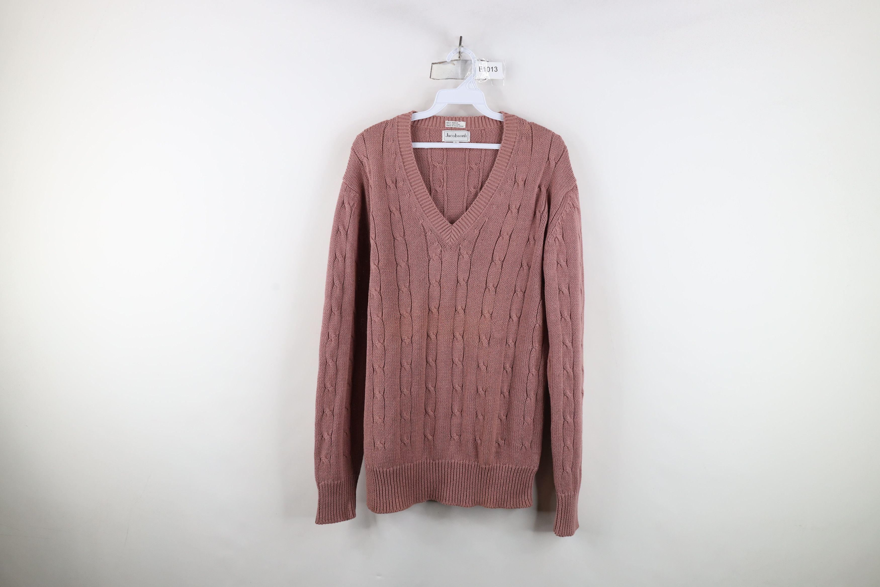 Vintage Vintage 80s 90s Dapper Cable Ribbed Knit V-Neck Sweater Size US L / EU 52-54 / 3 - 1 Thumbnail