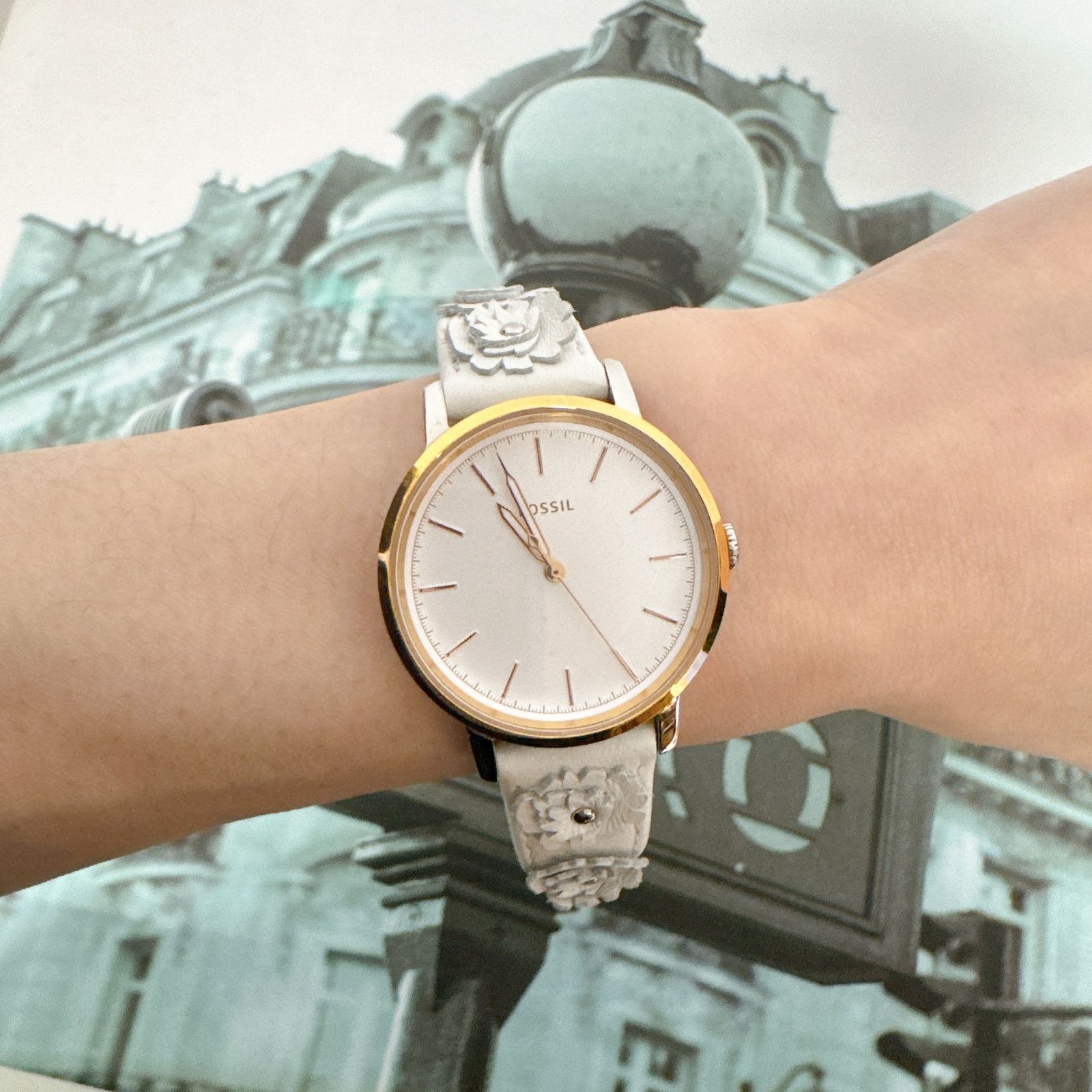 Fossil Fossil ES4383SET Neely Three-Hand White Leather Watch Size ONE SIZE - 8 Thumbnail