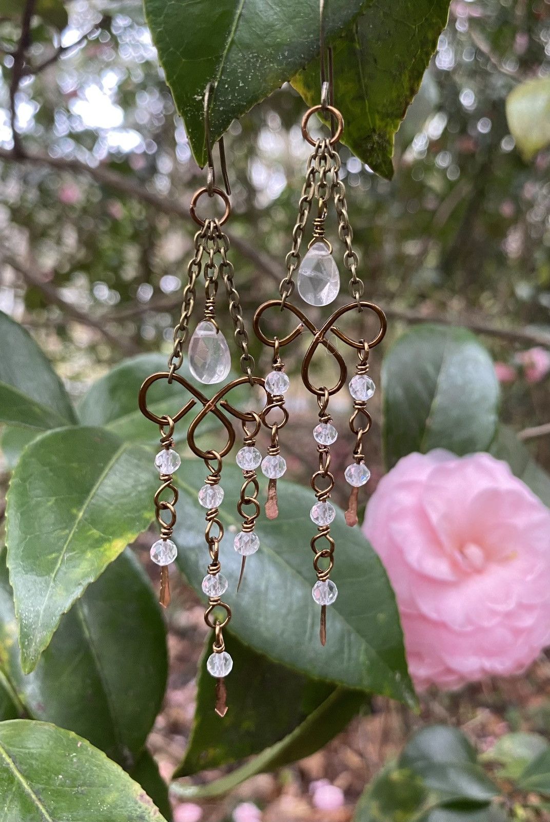 Handmade Clear Quartz Chandelier Earrings Size ONE SIZE - 3 Thumbnail