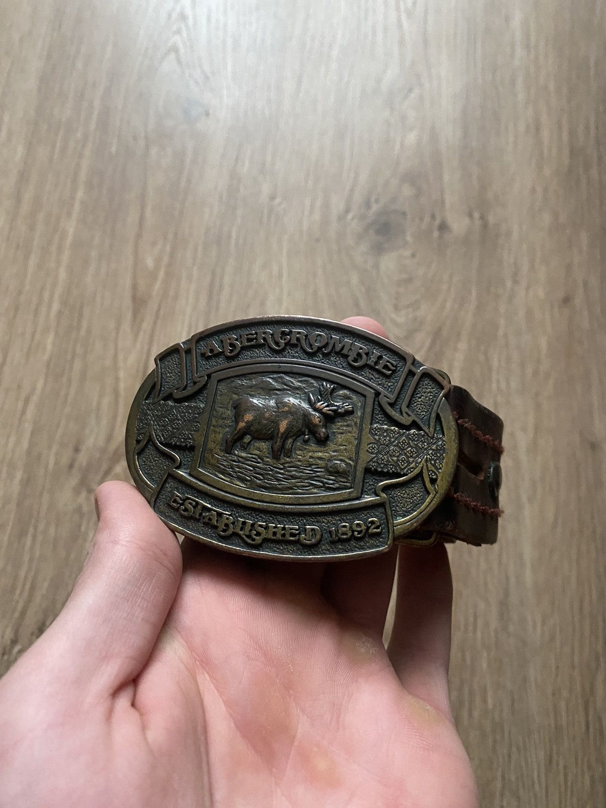 Abercrombie & Fitch × Vintage Vintage Abecrombie fich Y2K Brown Leather fur Belt Size ONE SIZE - 4 Thumbnail