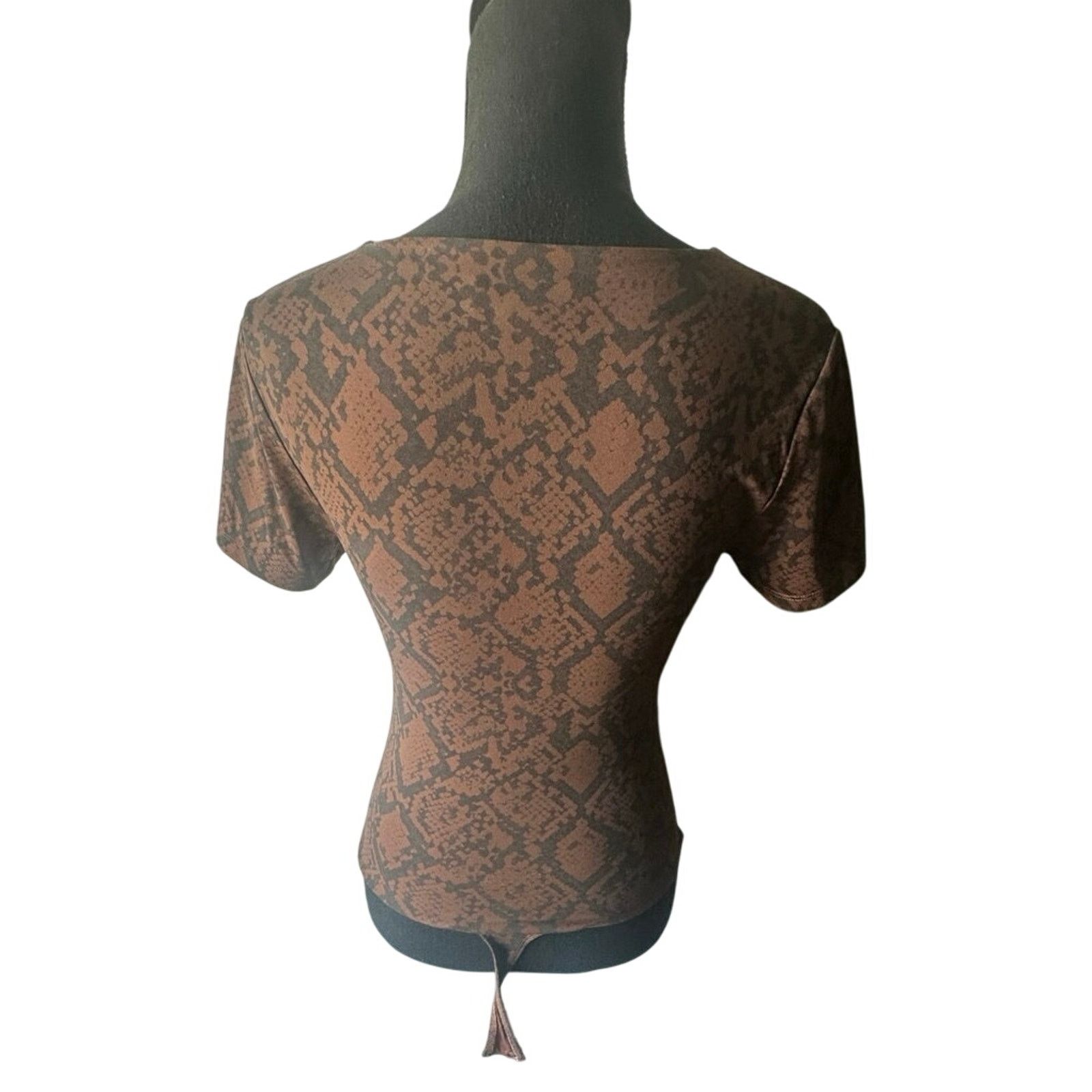 House of Harlow House of Harlow Snakeskin Print Bodysuit – Brown & Black Size XS / US 0-2 / IT 36-38 - 4 Thumbnail