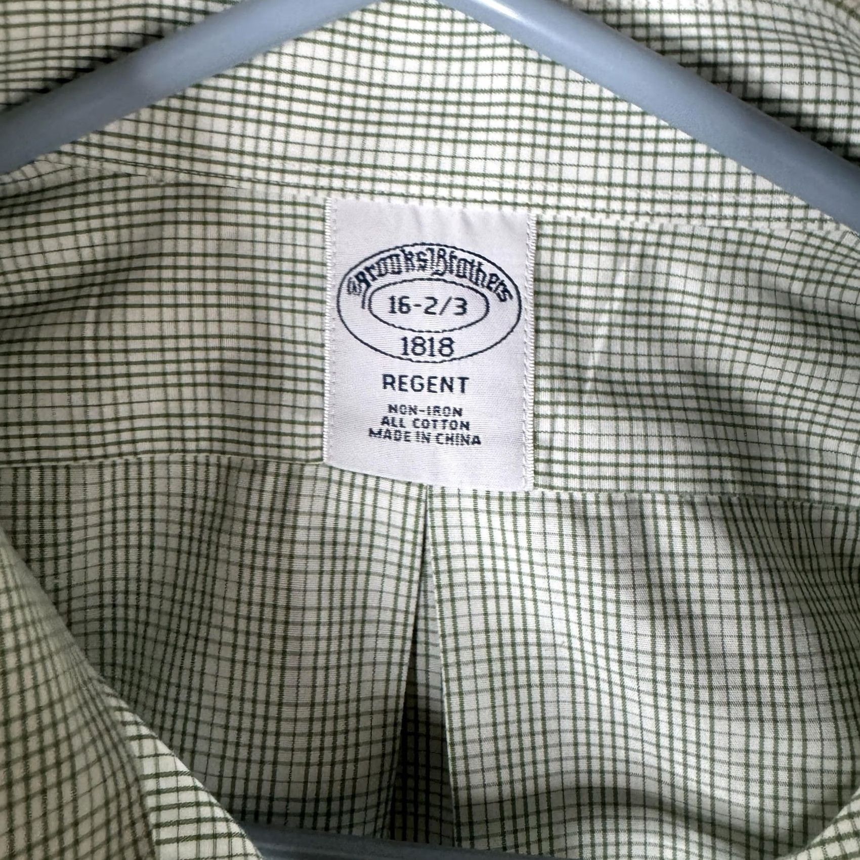 Brooks Brothers Brooks Brothers Regent Shirt Mens Slim Non-Iron 100% Cotton Green Check Dress Shirt Size US L / EU 52-54 / 3 - 6 Thumbnail