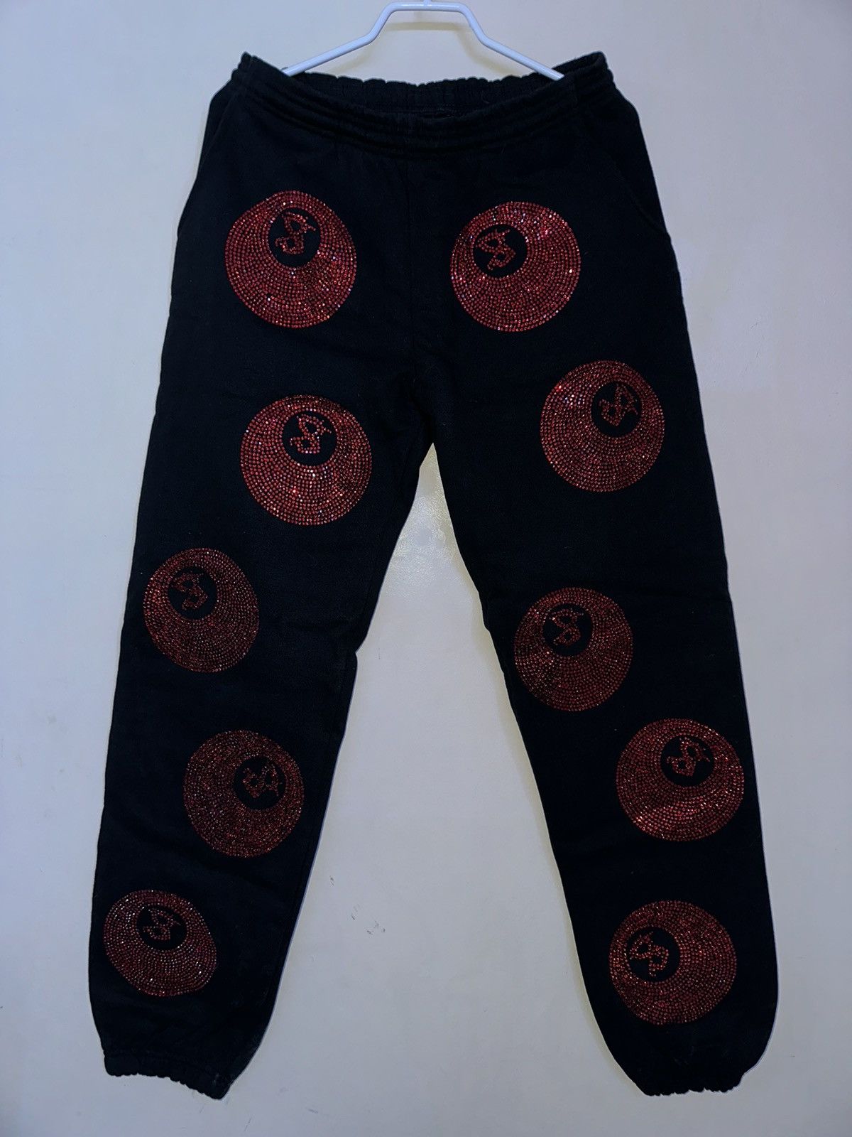 B.B. Simon Rhinestone All Over 8ball Sweatpants Size US 32 / EU 48 - 1 Thumbnail