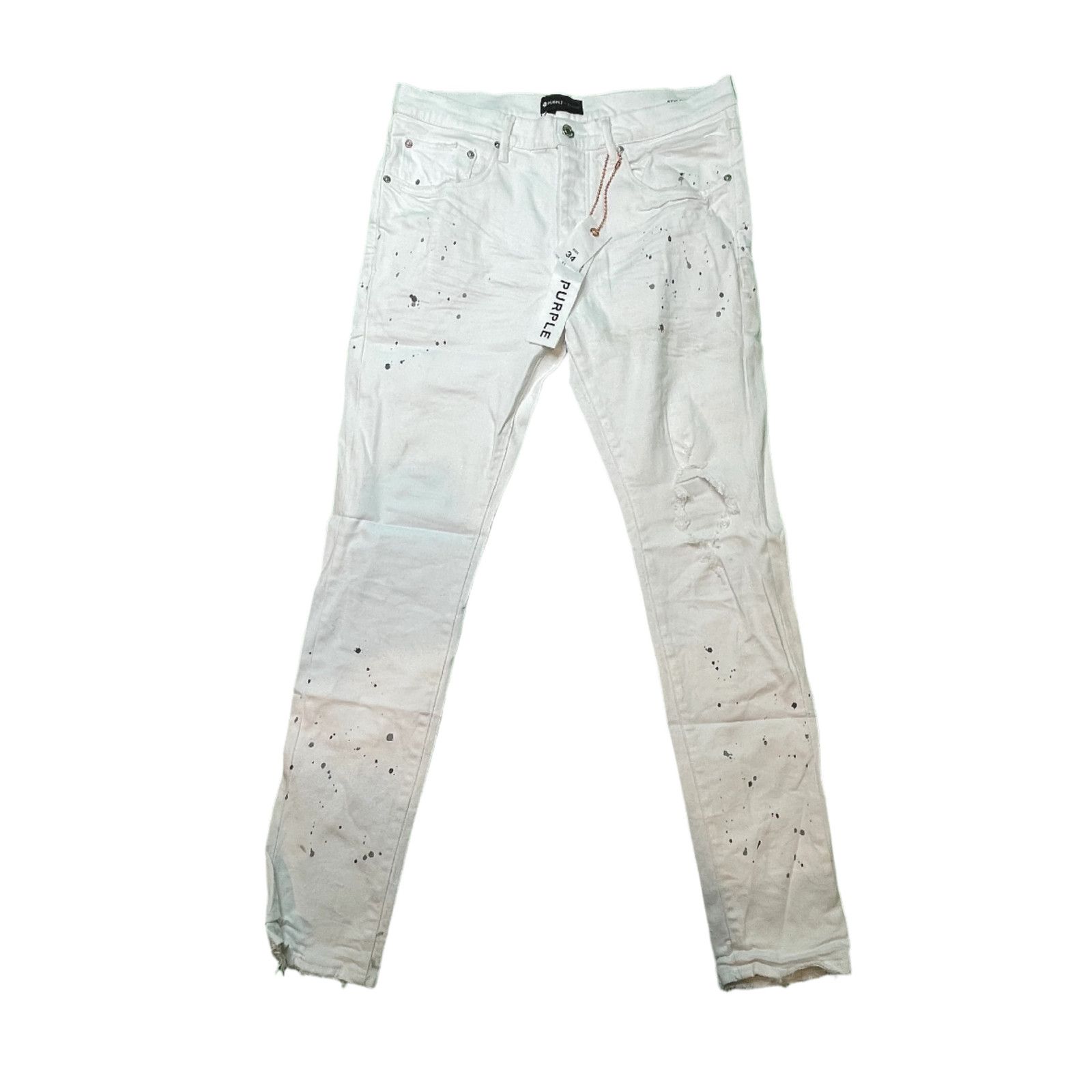 Purple Black Splatter White Jeans