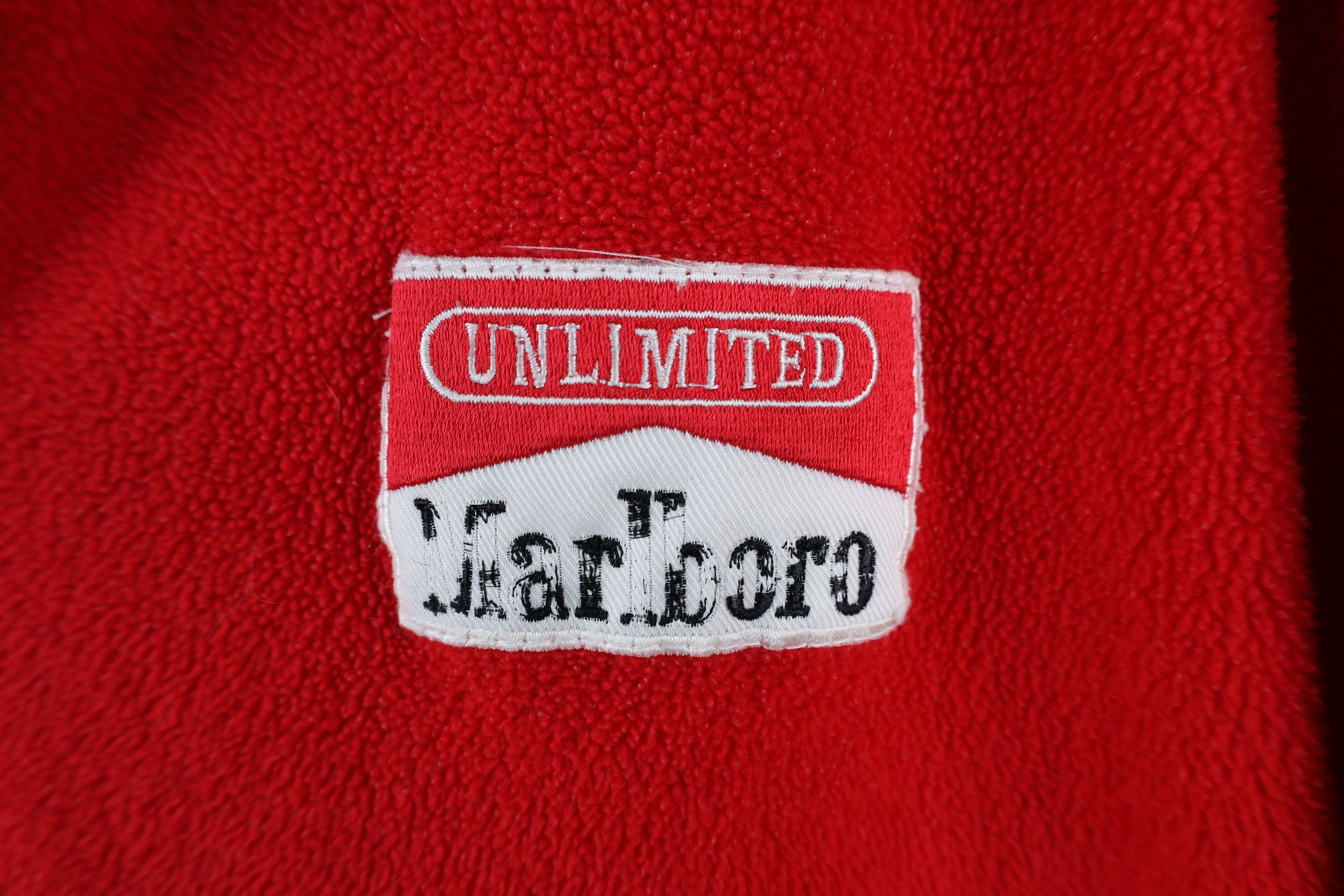 Marlboro × Vintage Vintage 90s Marlboro Spell Out Reversible Fleece Sweater Red Size US XL / EU 56 / 4 - 4 Thumbnail