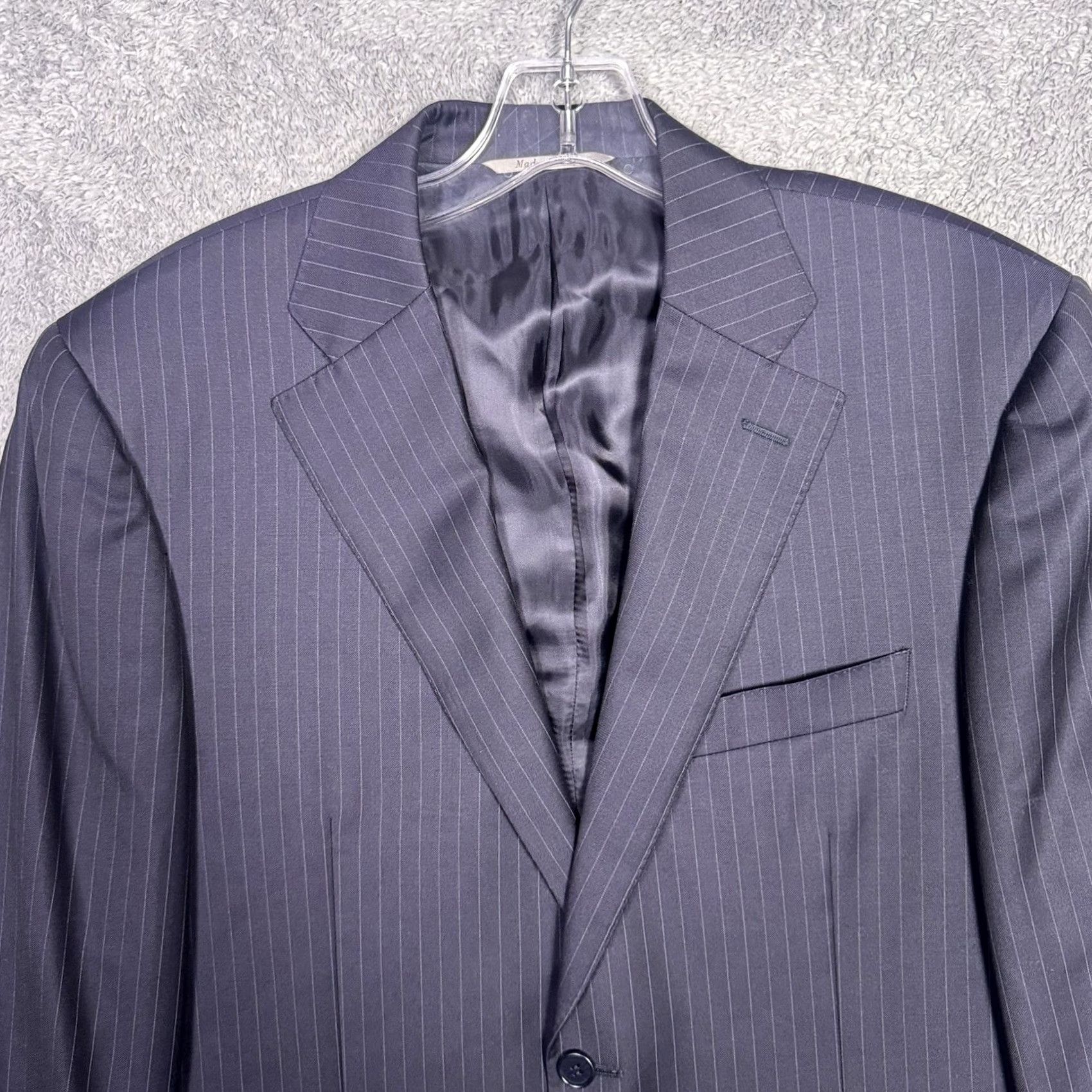 Canali Canali 1934 Blazer Men EU 50R Wool Striped 42" Chest Notch Lapel Double-Vented Two-Button Flat Front Regular Classic Cardigan not included Size 50R - 4 Thumbnail