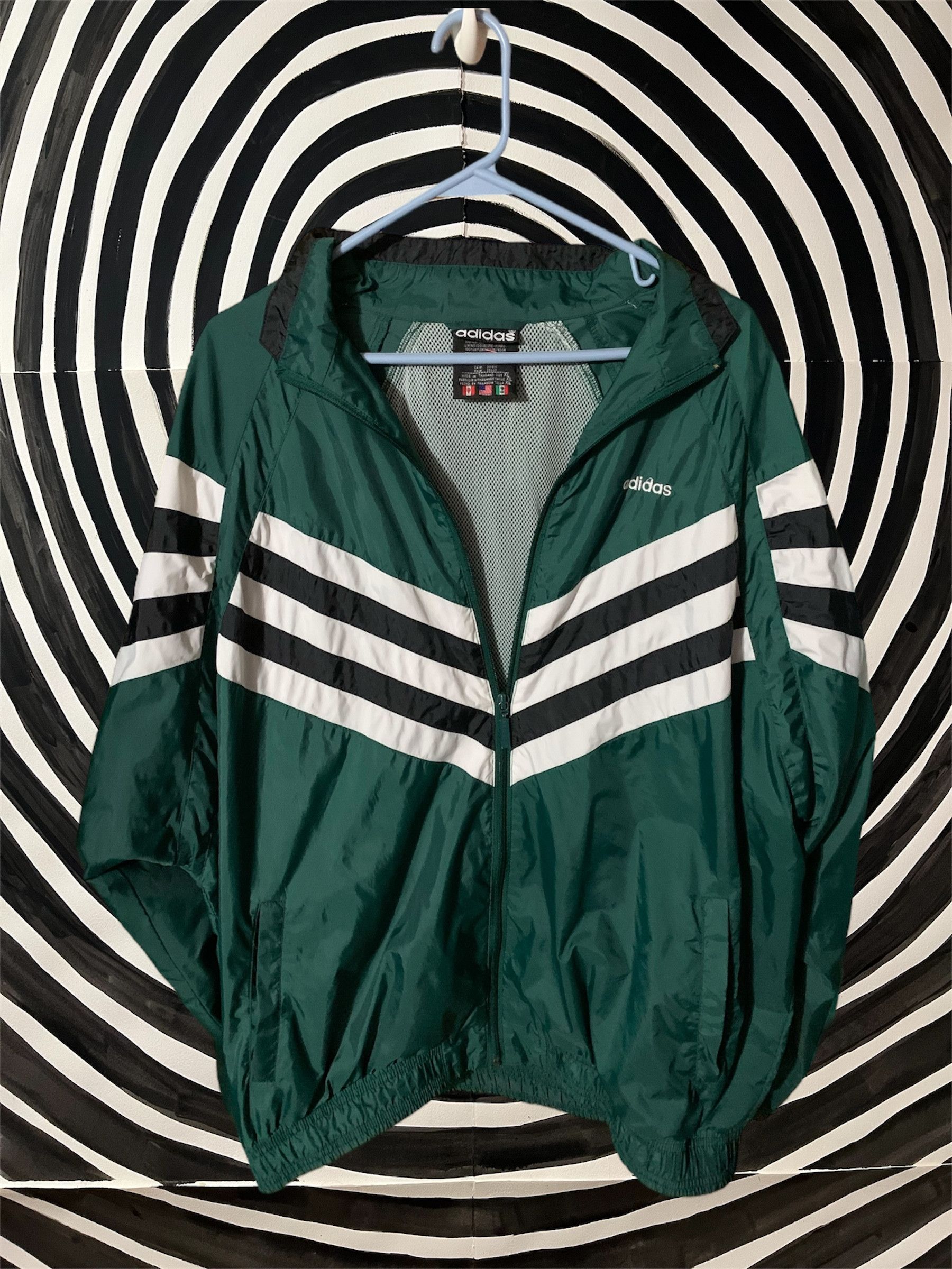 Adidas Vintage Adidas Striped Windbreaker Size US XL / EU 56 / 4 - 1 Thumbnail