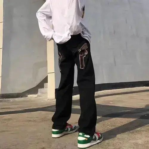 VIBE Street style double gun embroidered patch bootcut jeans Size US 32 / EU 48 - 1 Thumbnail