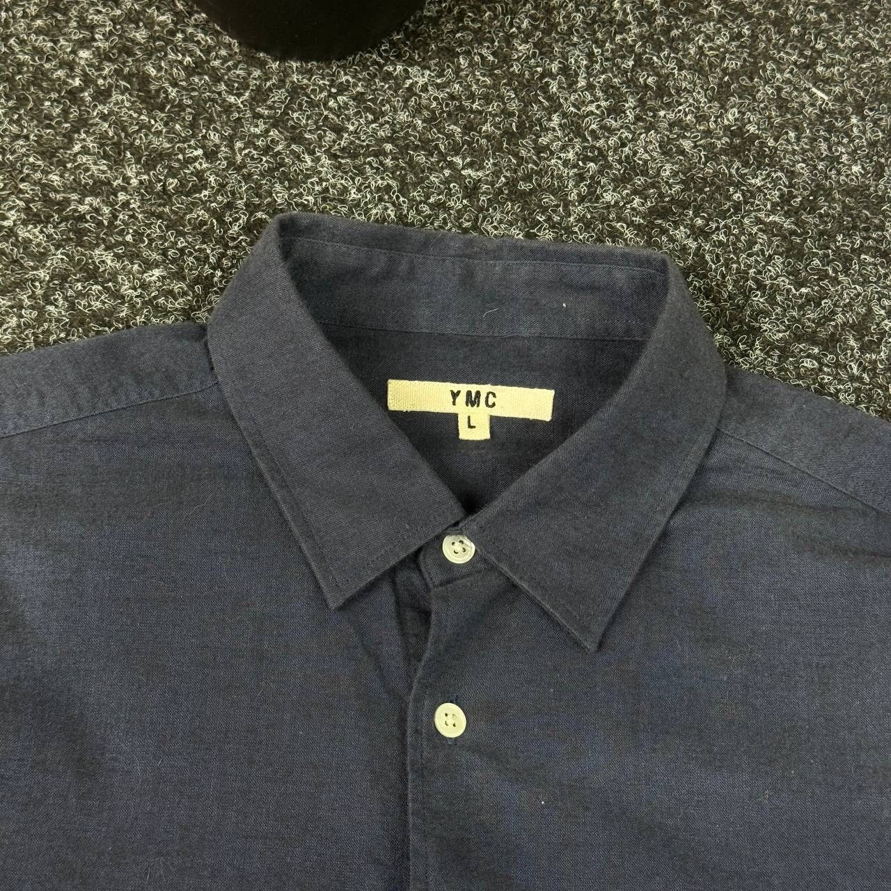 YMC YMC Button Up Shirt Navy Blue Mini Pocket Luxury Avant Garde Size US L / EU 52-54 / 3 - 3 Thumbnail