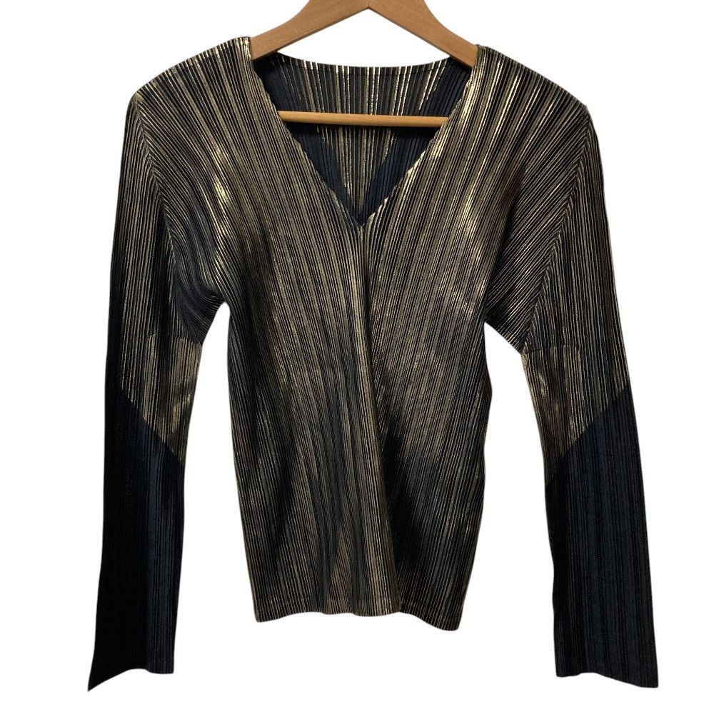 Issey Miyake Issey Miyake Pleats Please Issey Miyake V Neck Top Textile Tops PP03-FK353 DUTY FREE for USA Size ONE SIZE - 1 Thumbnail