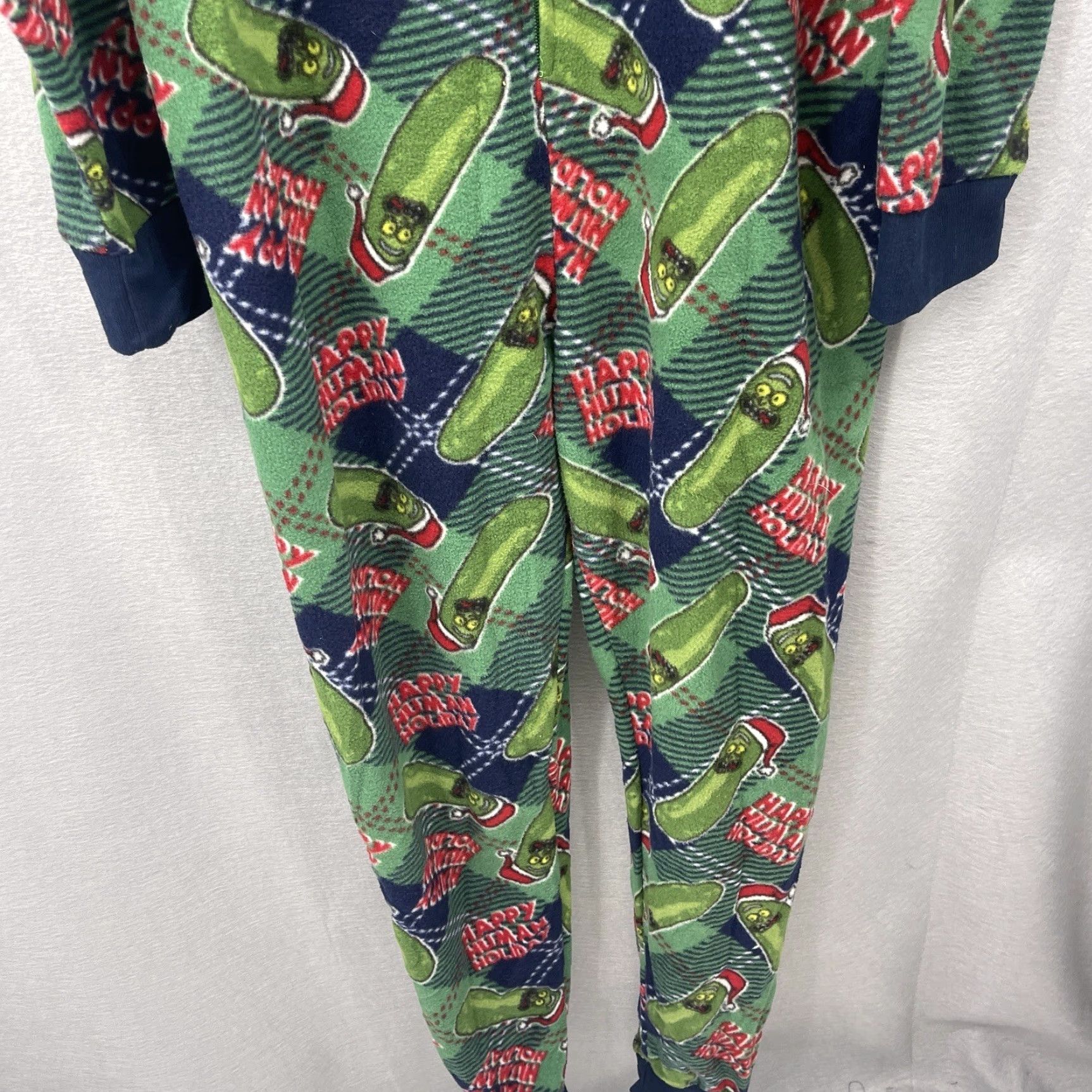Vintage VINTAGE Rick and Morty Pickle Rick Fleece Pajama Suit Men XL Green Cartoon Christmas Holiday Sleepwear Size 46R - 5 Thumbnail