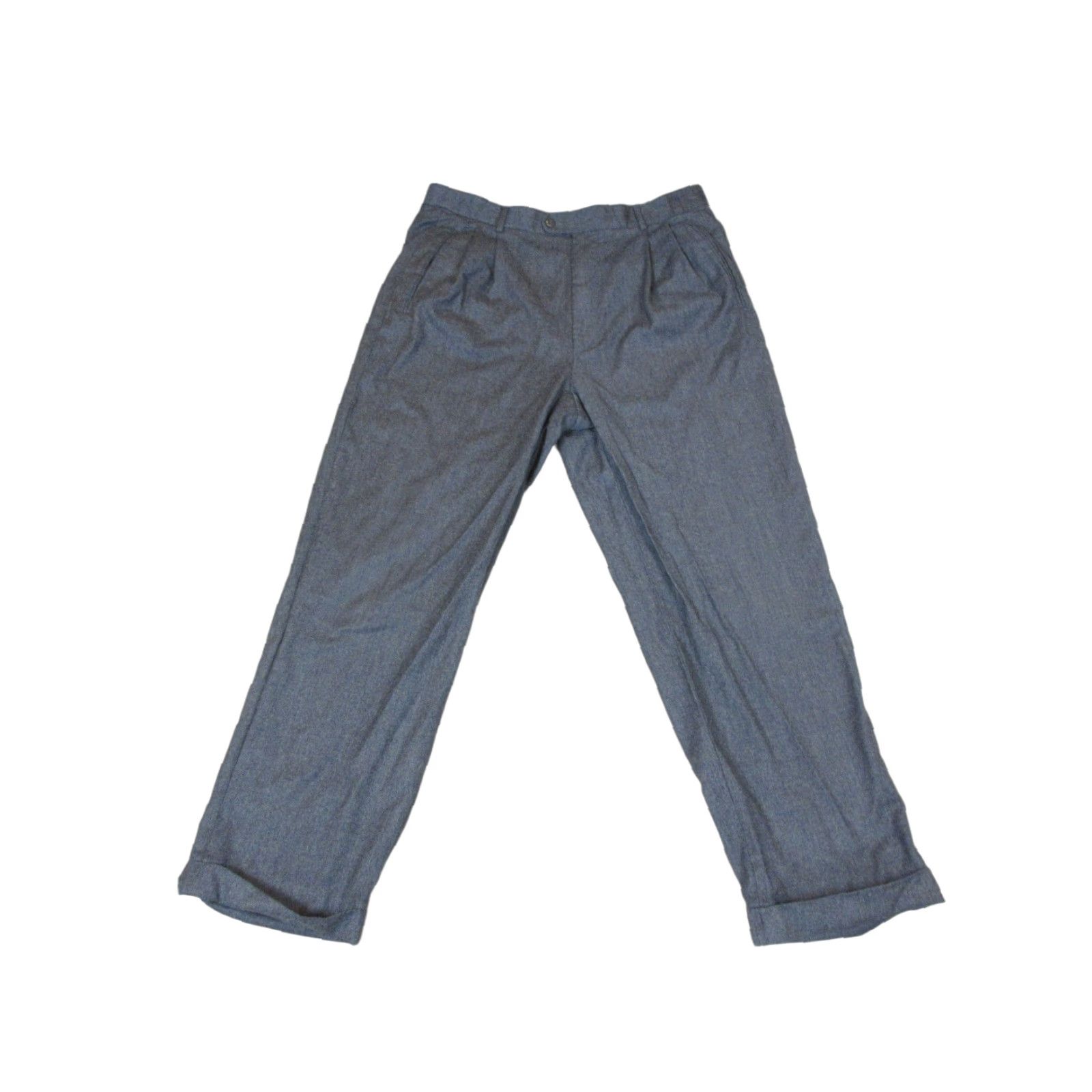 Zanella Zanella Pants Mens 35x30 Gray Dress Slacks Wool Pleated Cuffed Made In Italy Size US 35 - 1 Thumbnail