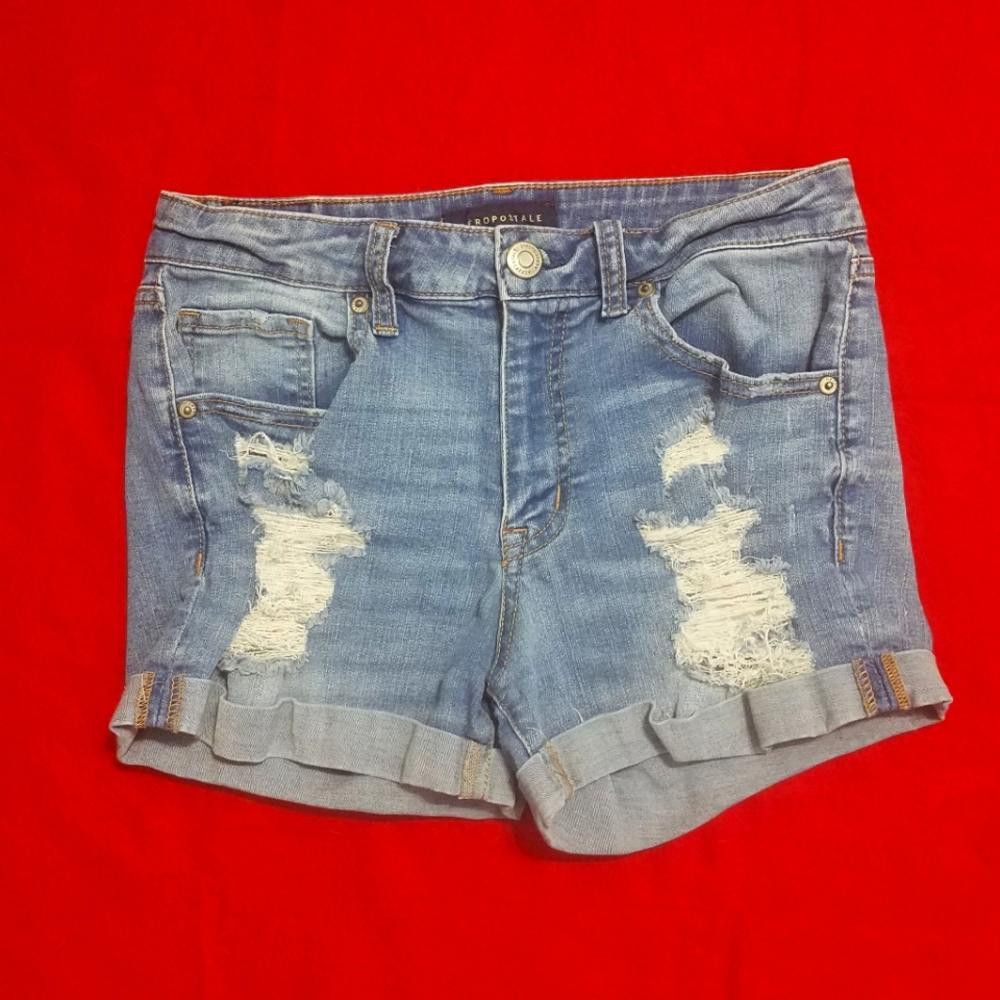 Aeropostale Aeropostale High Waist Midi Jean Shorts Size 8 Size 30" / US 8 / IT 44 - 1 Thumbnail