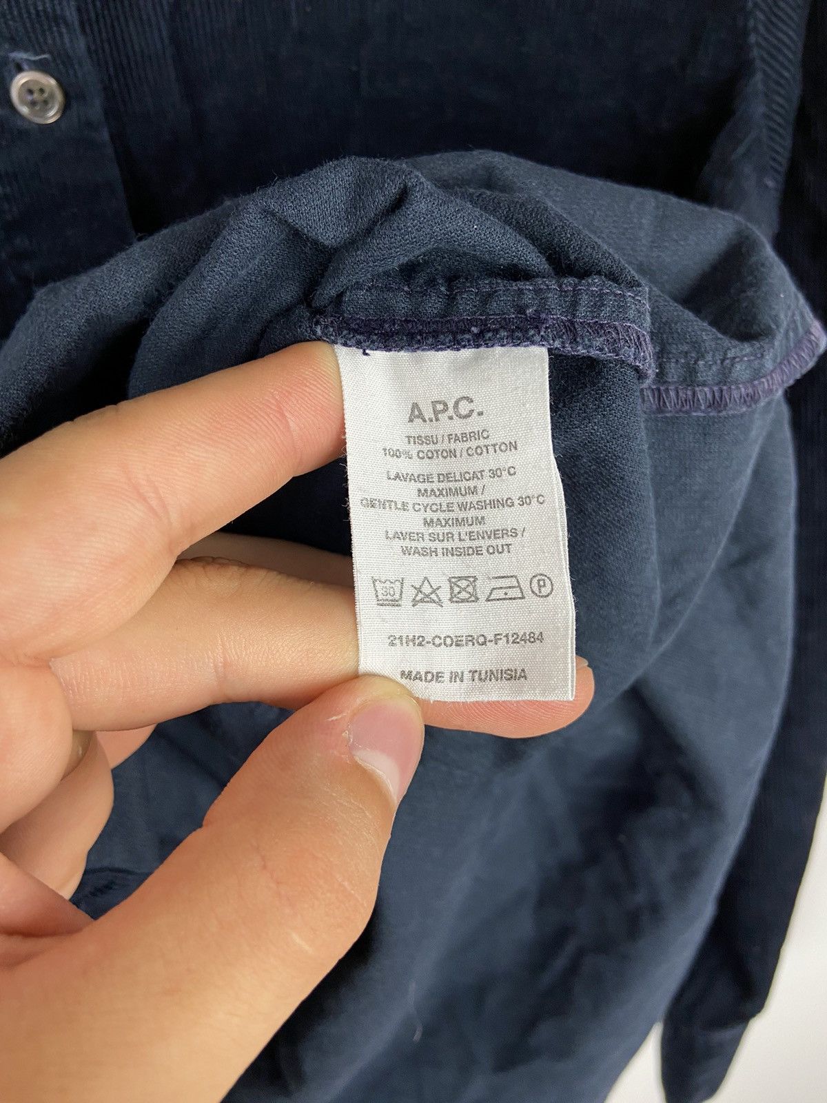 A.P.C. × Designer A.P.C. Navy Blue Corduroy Overshirt Luxury Size US S / EU 44-46 / 1 - 11 Thumbnail