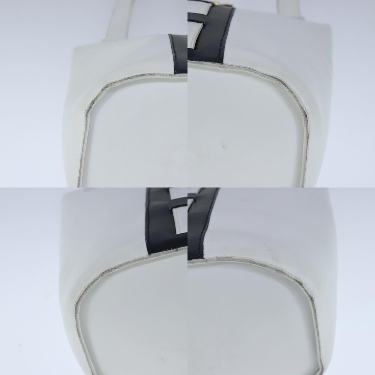 Celine CELINE Ribbon Tote Bag Leather White Black Size ONE SIZE - 10 Thumbnail