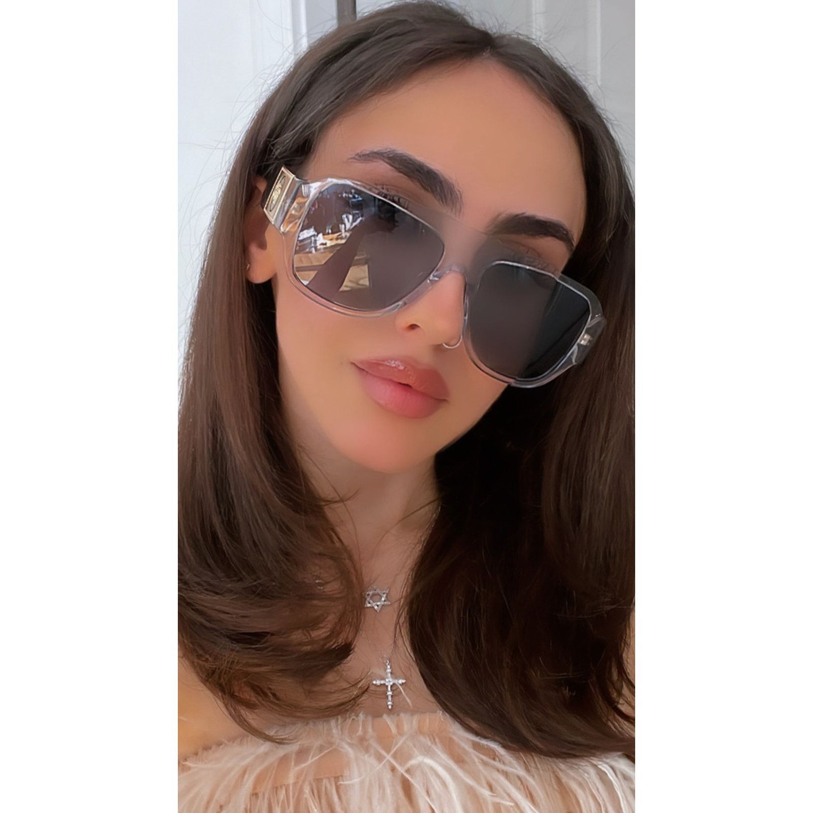 Versace NEW Versace VE4436U Transparent Grey Aviator Sunglasses Size ONE SIZE - 2 Thumbnail