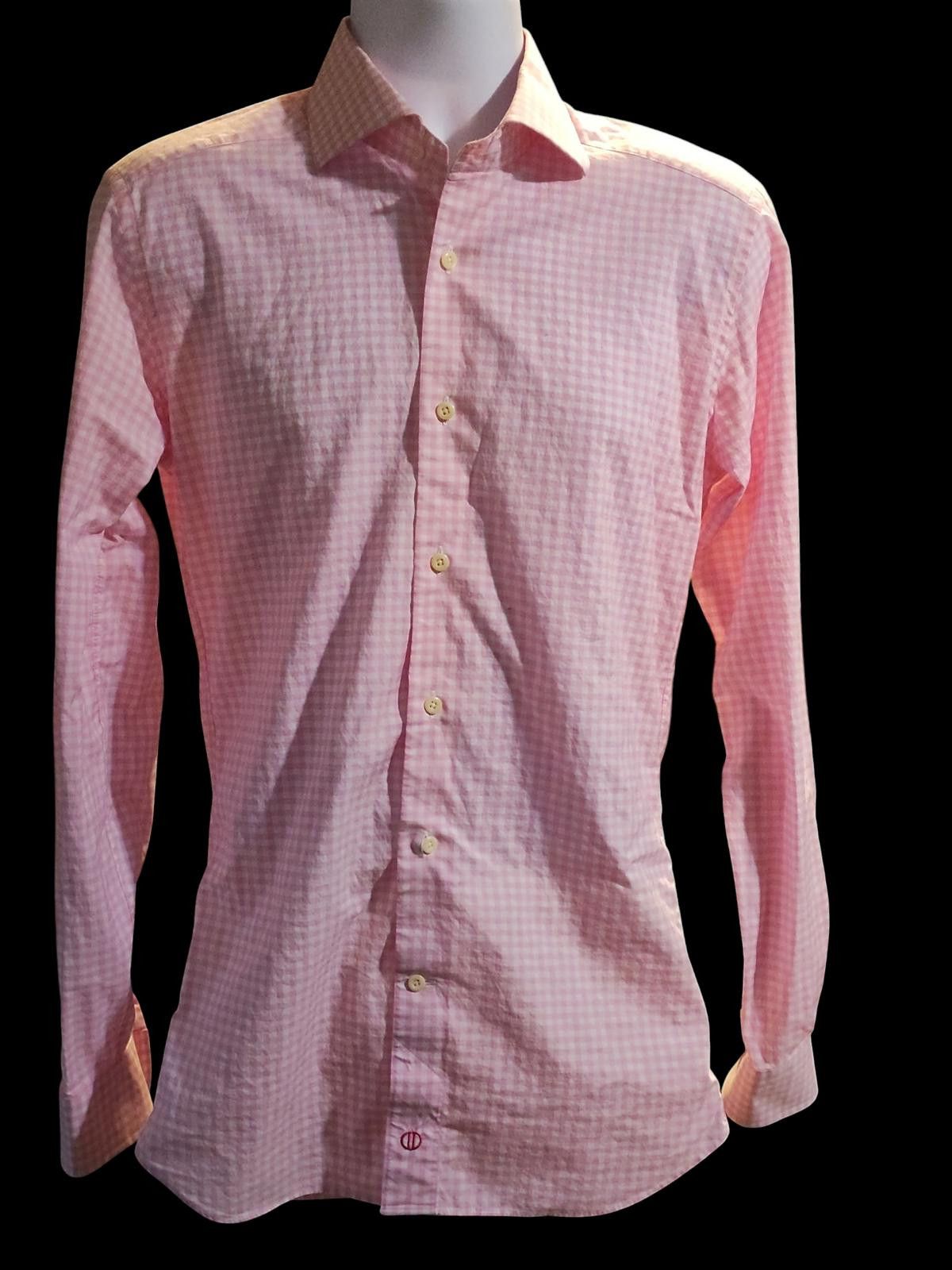 David Donahue David Donahue Trim Fit Pink Gingham Button-Up Shirt Size US M / EU 48-50 / 2 - 2 Thumbnail
