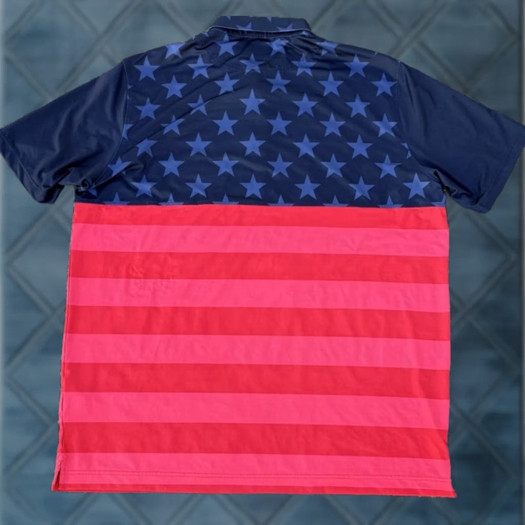 Vintage VINTAGE USA Stars Stripes Golf Polo Shirt Flag 3XL Red Mens Golf Size US XXL / EU 58 / 5 - 1 Thumbnail