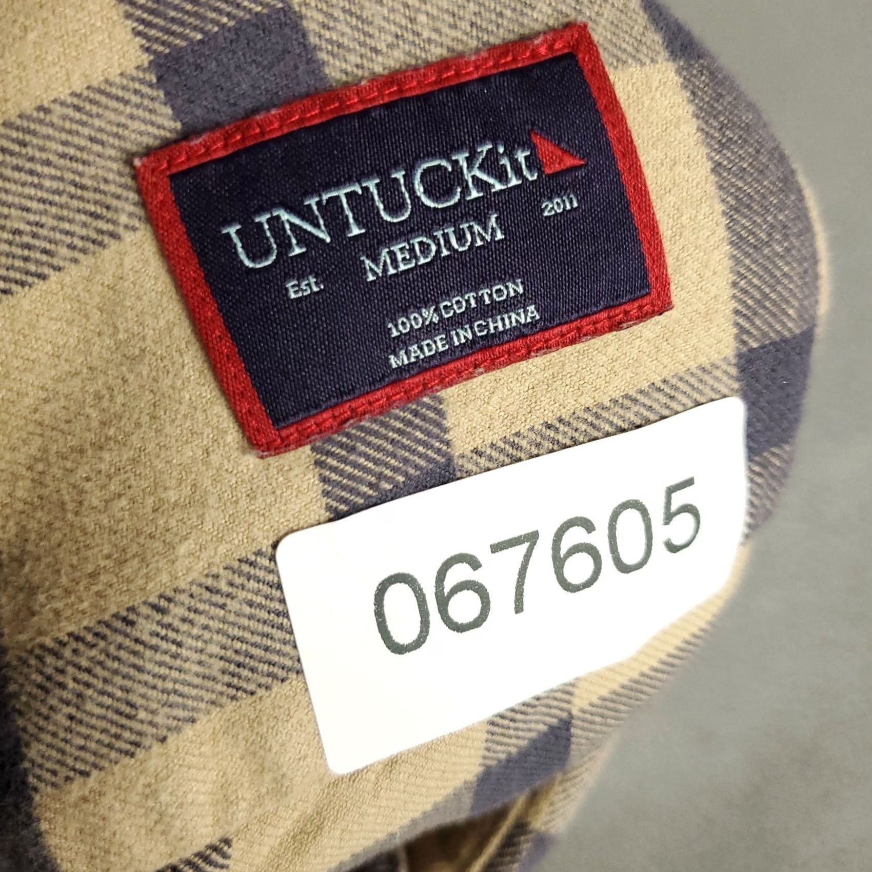 UNTUCKit UNTUCKit Shirt Mens Medium Beige Blue Check Flannel Button Up Long Sleeve Size US M / EU 48-50 / 2 - 7 Thumbnail