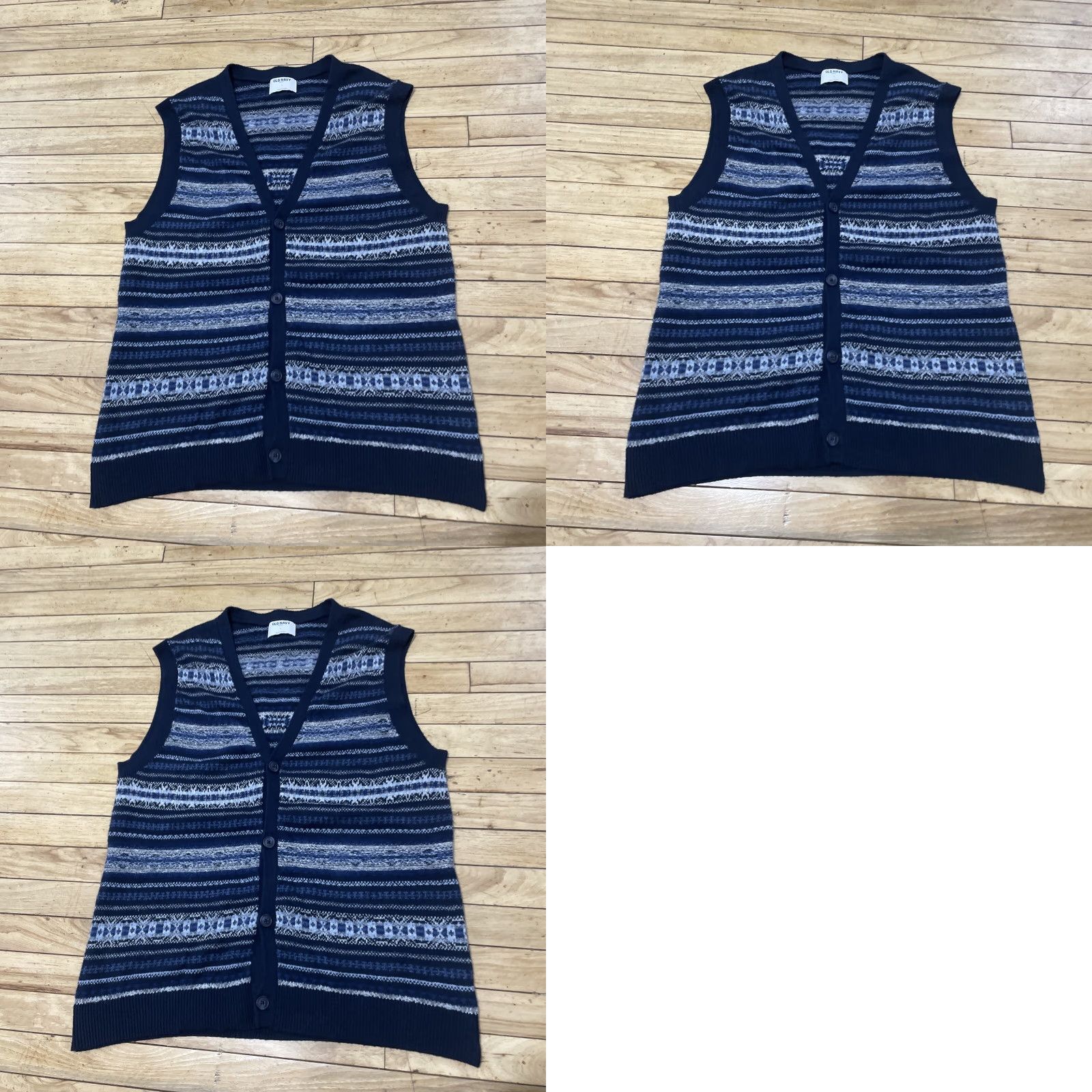 Old Navy Old Navy Sosoft Sweater Men L Blue Stripe Preppy Academia Knit Cardigan Vest 42" Size US L / EU 52-54 / 3 - 10 Thumbnail